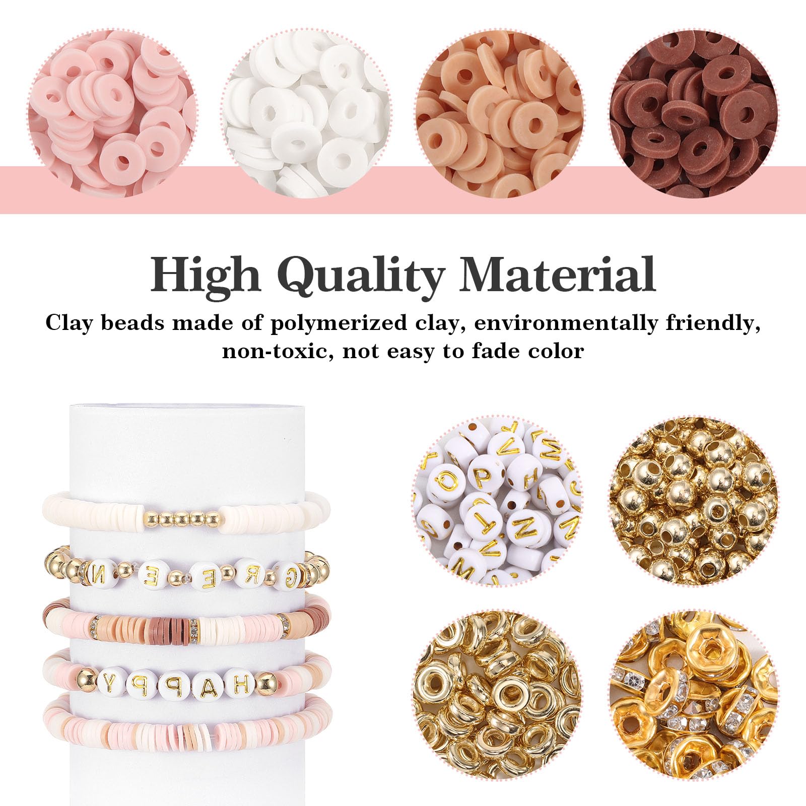 Coptiner 3000+ Pcs Clay Beads Bracelet Making Kit,Bracelet Making Kit Jewellery Making Kit,Friendship Best Gifts for Girls Beads DIY Crafts Gifts for Teen - Image 3