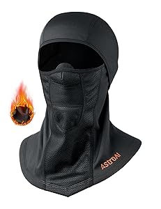 AstroAI Ski Mask Windproof Balaclava for Cold Weather, Winter Face Mask Breathable Stretchable for Skiing, Snowboarding, Black