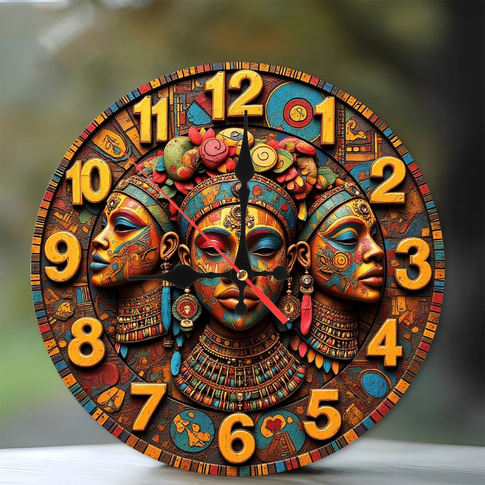 Amazon.com: SEMARY African Queen Wall Clock Tribal Mask Decor 10