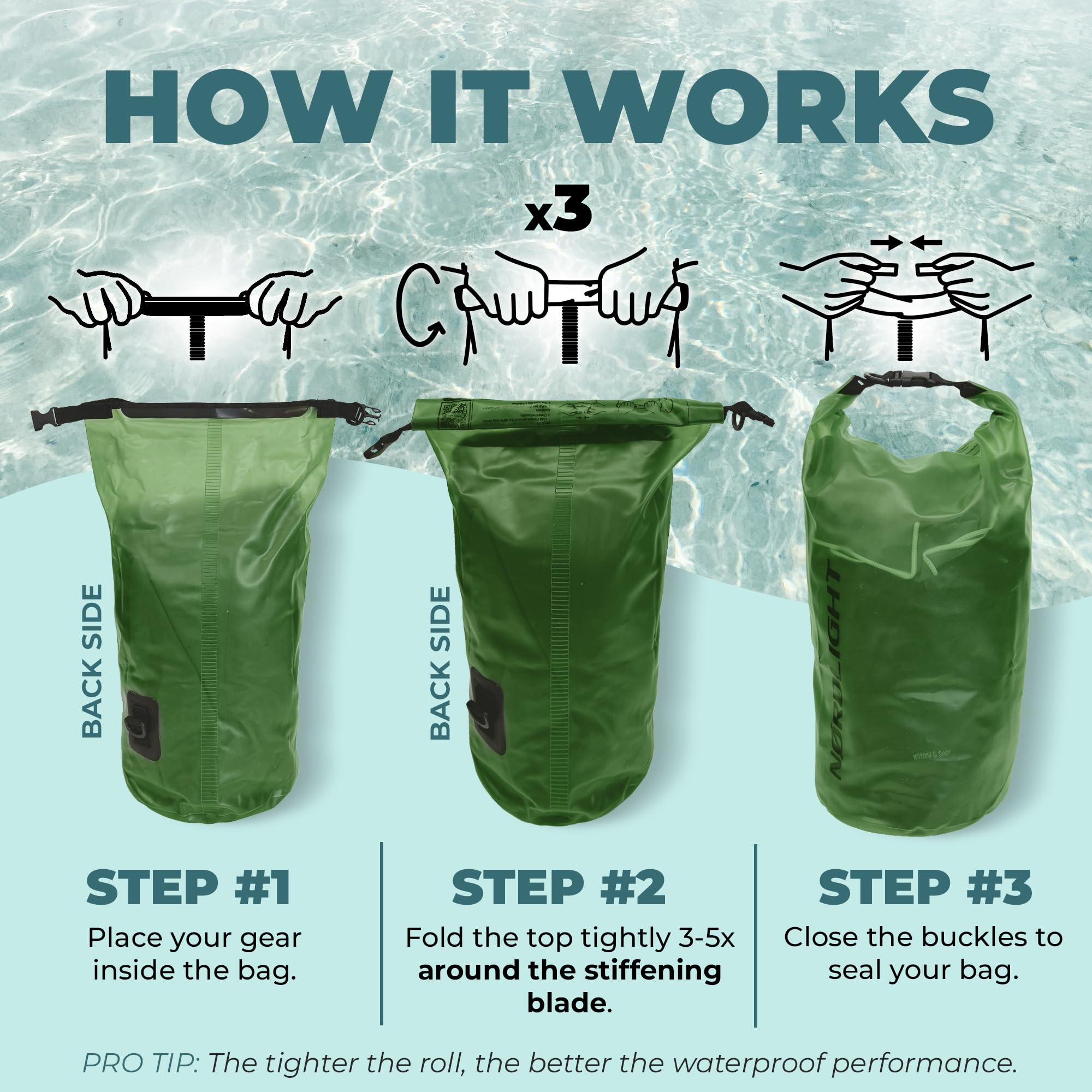 Nordlight Dry Bag e borse impermeabili - zaini impermeabili da 2l, 5l, 10l, 15, 20l, 30l, ccon chiusura a rotolo e tracolla con custodia impermeabile per cellulare e marsupio