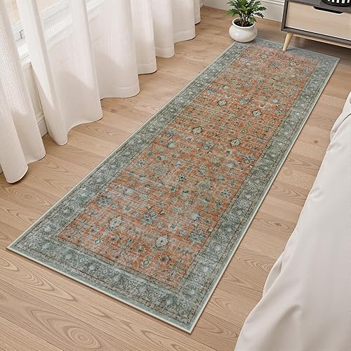 Miniatura 107 de LIVEBOX Alfombra lavable de 2 x 3 pulgadas, tapete pequeño para puerta de interior, tapete bohemio de pelo bajo para cocina, tapete envejecido