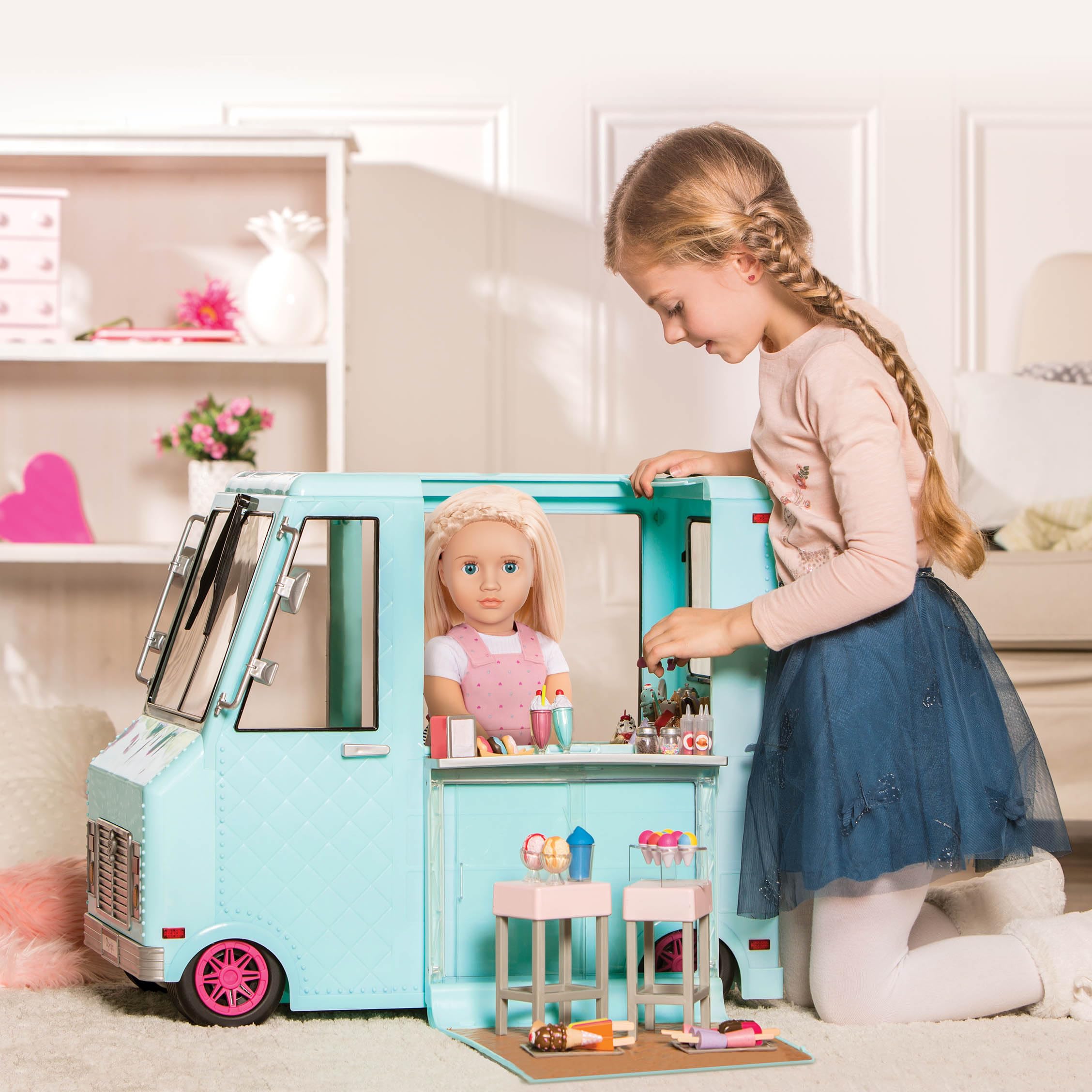 Our Generation Dolls Naty - urocza lalka 46 cm z włosami do szczotki, kwiatowa opaska na głowę i pełny zestaw ubrań, zdrowe lalki dla dziewcząt w wieku 3-10 lat, do przebierania się i zabawy z