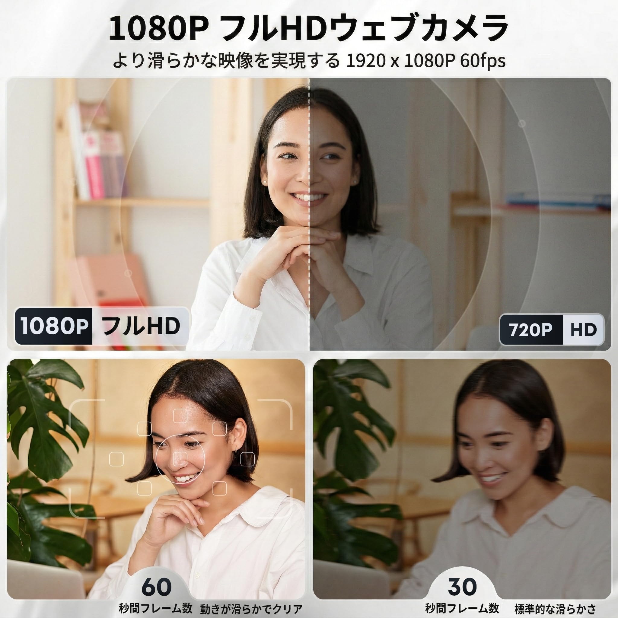 Amazon.co.jp: Webカメラ 1080P フルHD マイク内蔵 ノイズキャンセ