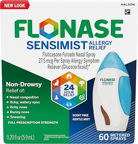Flonase Sensimist - Spray nasal para alivio de alergia sin somnolencia, 24 horas multisíntoma – 60 aerosoles