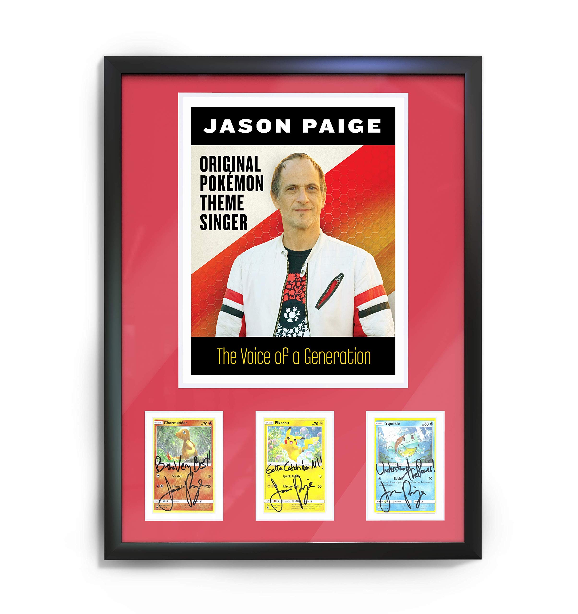 Original Pokémon Theme Song Singer Jason Paige Photo Frame with 3 Signed Pokémon  Cards : Amazon.in: Home & Kitchen