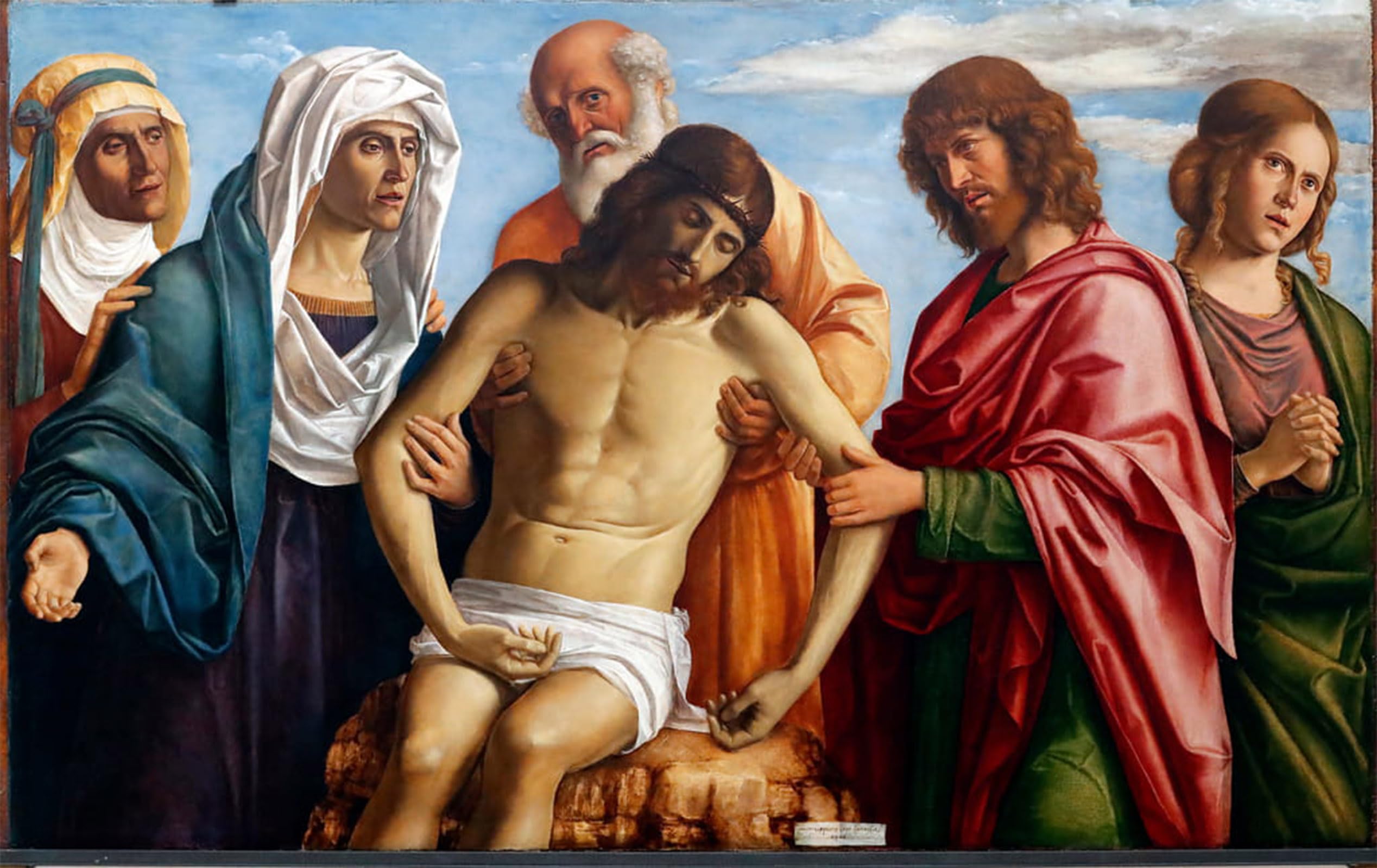 POSTERIIk Vintage Classic Picture Landscape Artwork Dead Christ Supported by Battista Cima Da Conegliano Portrait Canvas Painting for Office Home Decor 60x90cm
