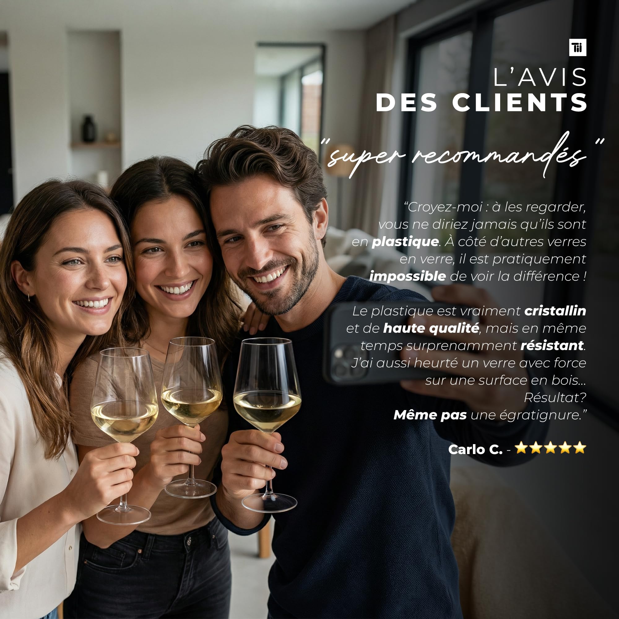 TUNDRA - Lot de 6 Verres à VIN Blanc et Rouge EVENT 33 en Plastique RÉUTILISABLES (Tritan®), 330 ml - Verres à PIED INCASSABLES, BPA-Free, Lavables au Lave Vaisselle, pour VINS et COCKTAILS