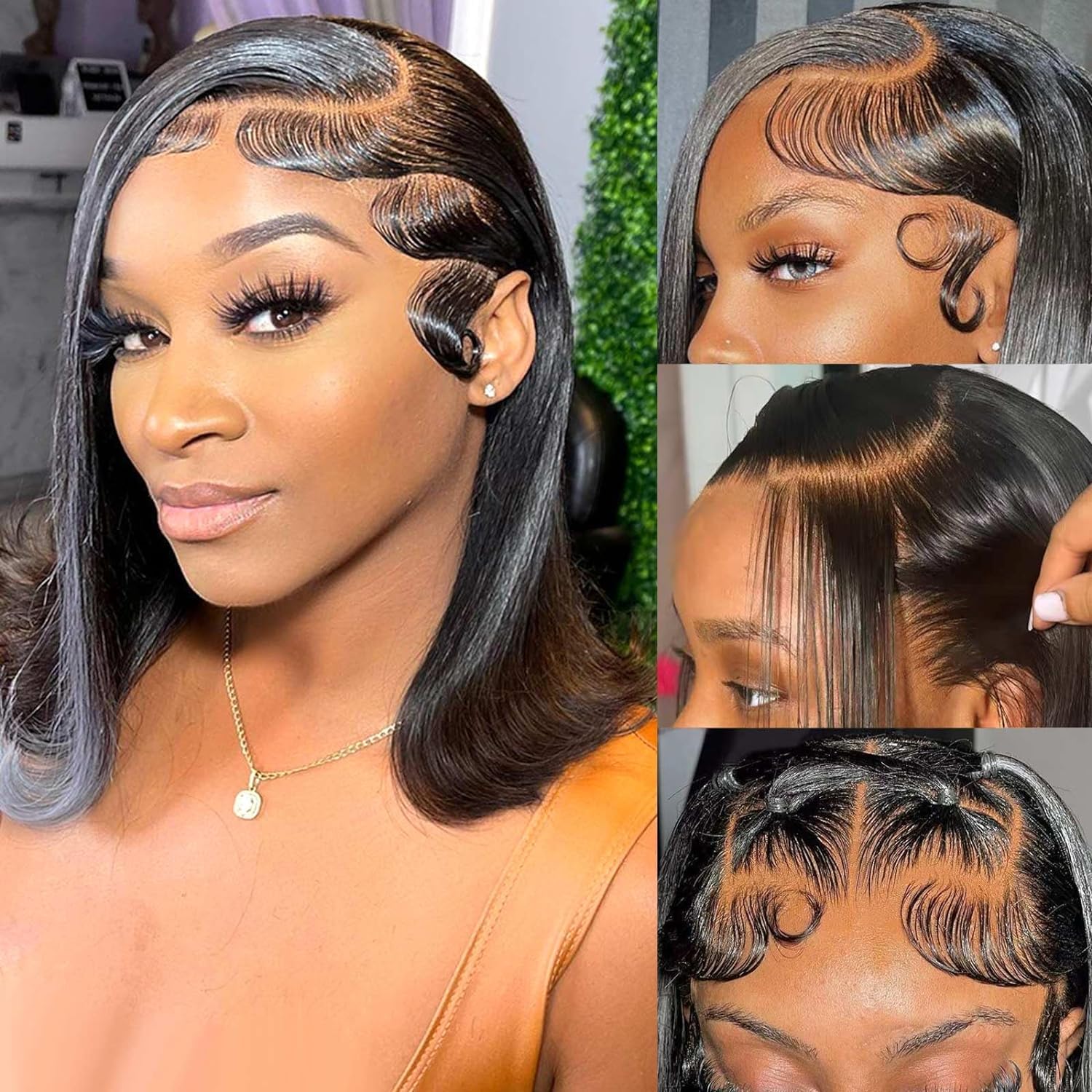 Bob Wig Human Hair 13x4 Lace Front Wig 150% Density Glueless Pre Plucked with Baby Hair Short Bob Wigs for Women (12 Inch