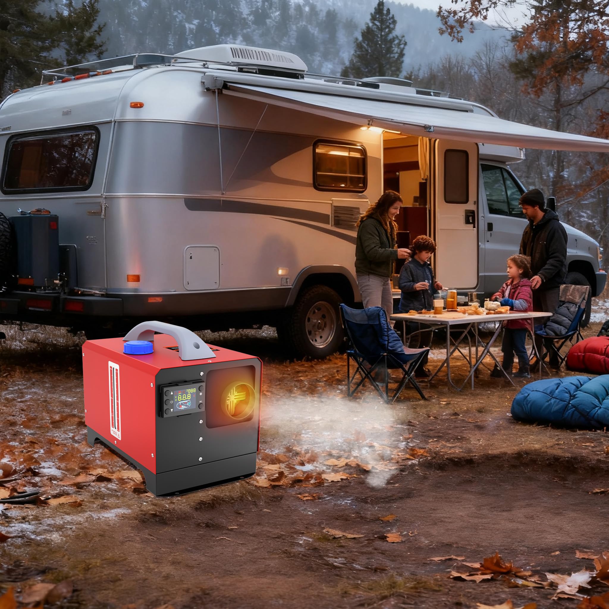 ACXIN Riscaldatore diesel da 12 V, 8 KW, per campeggio, giardino, terrazza, portatile, con telecomando, monitor LCD, a risparmio energetico, per esterni, per tenda, roulotte