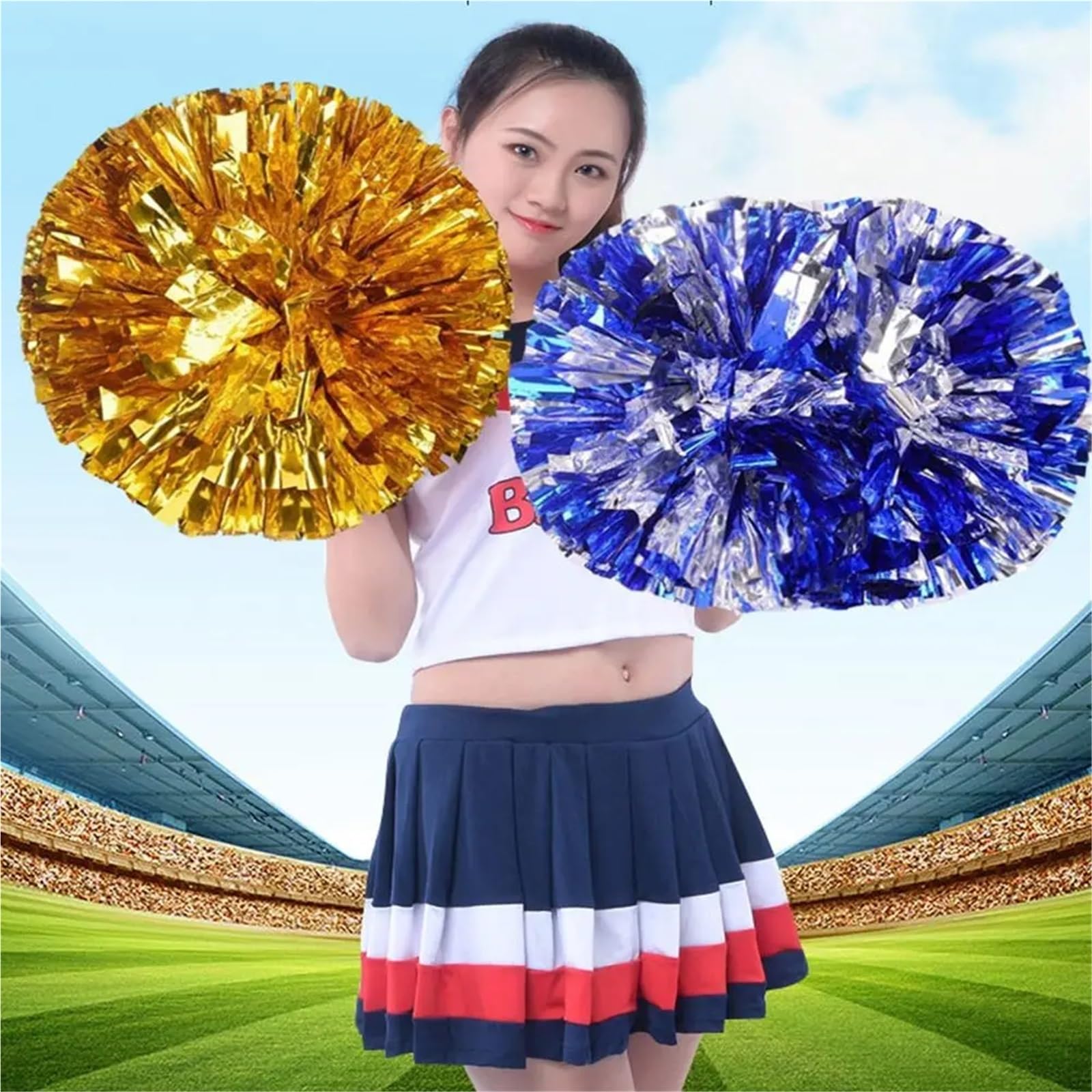 Lot de 8 pompons pom-pom girl 28 cm, for décoration fête, concert, spectacle, , club pour Matchs de Sport