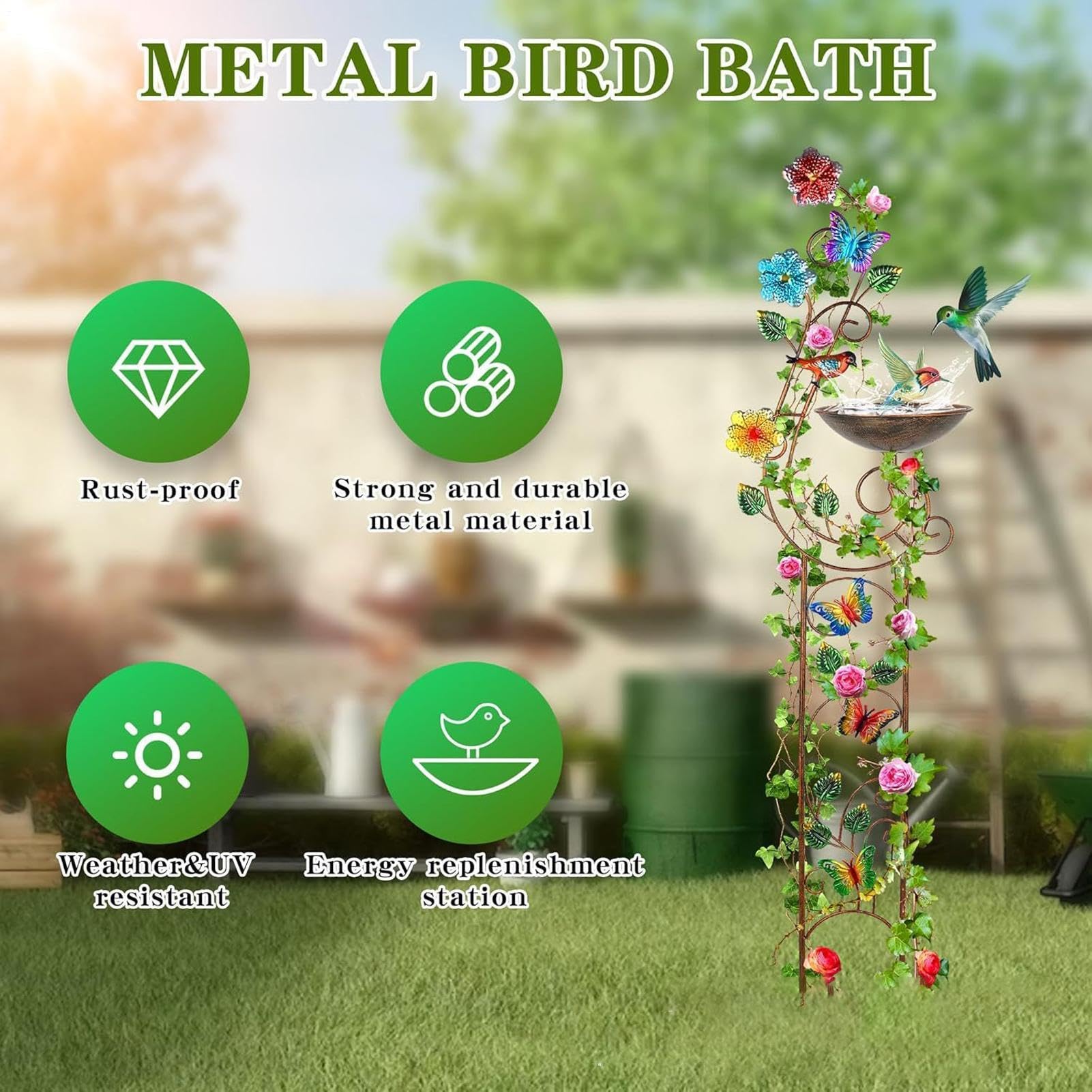 Genérico Bebedero para Pájaros Bebedero De Agua Decorativo | Bebedero de Aves de Pie Alto cuenco de agua decorativo para exterior, jardín, patio, césped y terraza, decoración jardín