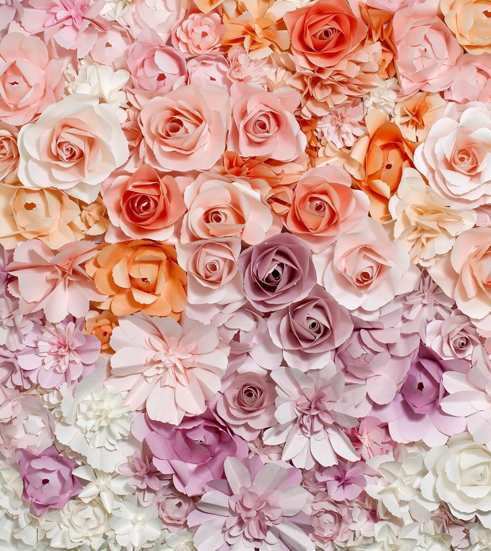 10x10ft Pink Coral Cream Roses Floral Backgrounds Digital Printed 3D Flower Wall Backdrop Wedding Indoor Newborn Baby Photo Prop Cloth