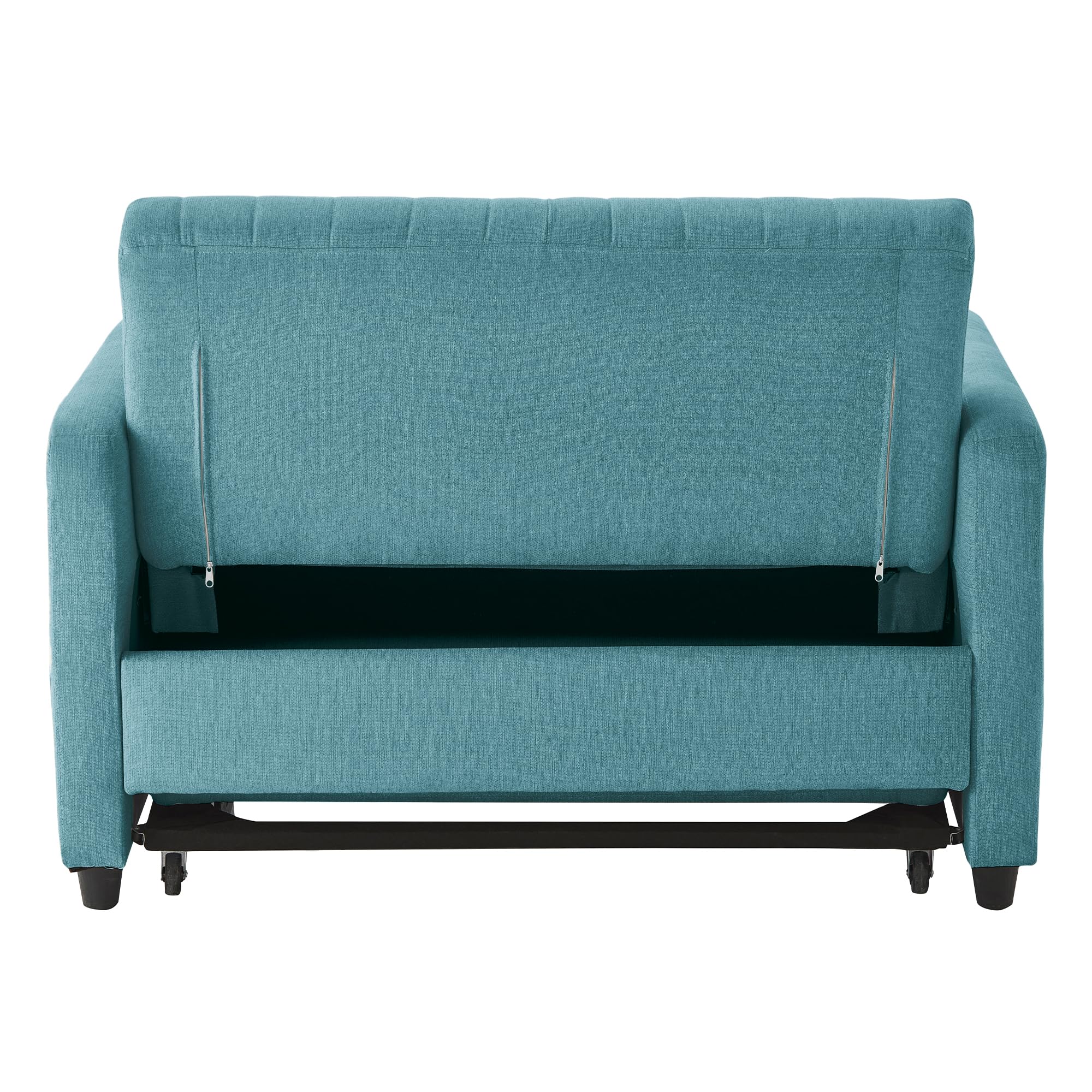 Divano pieghevole a due posti, design allungabile, semplice e moderno, stile contemporaneo, schienale regolabile in tre livelli, tessuto in cotone e lino traspirante (blu)
