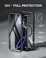 Vista 821 de Miracase Funda magnética para iPhone 14 de 6.1 pulgadas, protector de pantalla de vidrio templado integrado + protector de lente, compatible