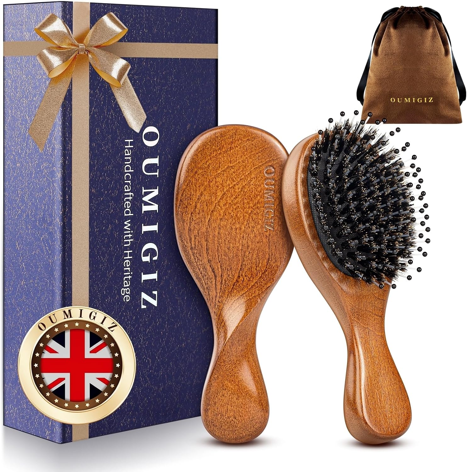 Boar Bristle Hair Brush British Craftsmanship Handmade Slick Back