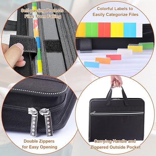 Miniatura 5 de Organizador de archivos de acordeón, organizador de documentos importantes de 13 bolsillos, carpeta de archivos expandible con cremallera y