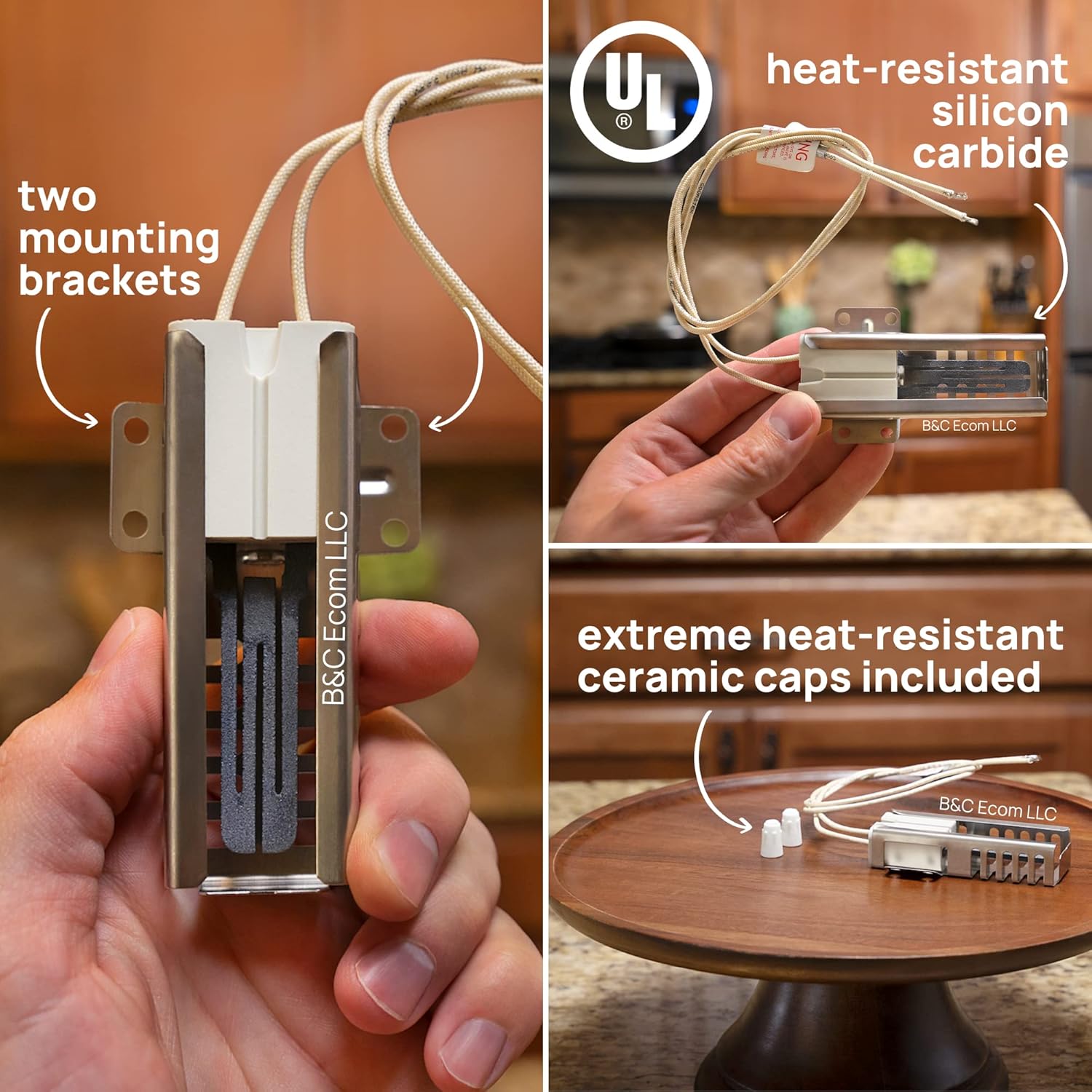 IG9998 Universal Gas Oven Igniter Replacement for Major Brands, Universal Igniter Kit, Gas Stove Igniter & Gas Range Oven Igniter by B&C Ecom LLC