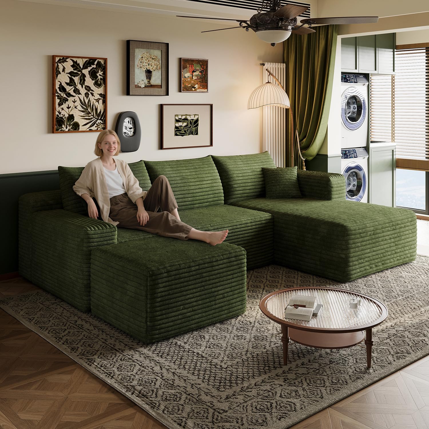 inoevl 96 Inch U-Shape Boneless Modular Sectional Cloud Couch