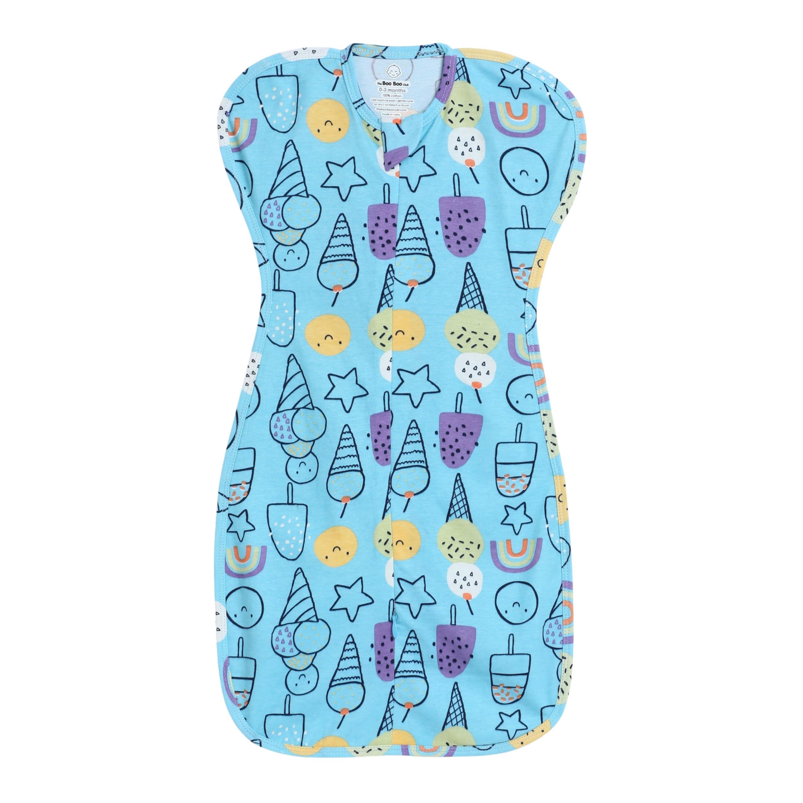 The Boo Boo Club Knitted Pure Cotton Arms Up Swaddle Sleeping Pod for Baby | Sleep Sack | Sleeping Bag for New Born Baby | 0-1 M | Ice Cream-image-12