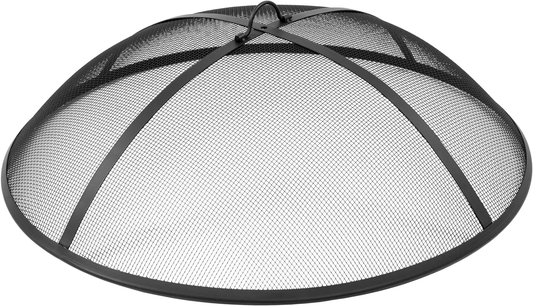 WeCooper Round Fire Pit Spark Screen Cover,Outdoor Patio Mesh FirePit Screens Guard,Heavy Duty Steel Domed Fire Pit Ember Lid with Handle,22Inch Diameter