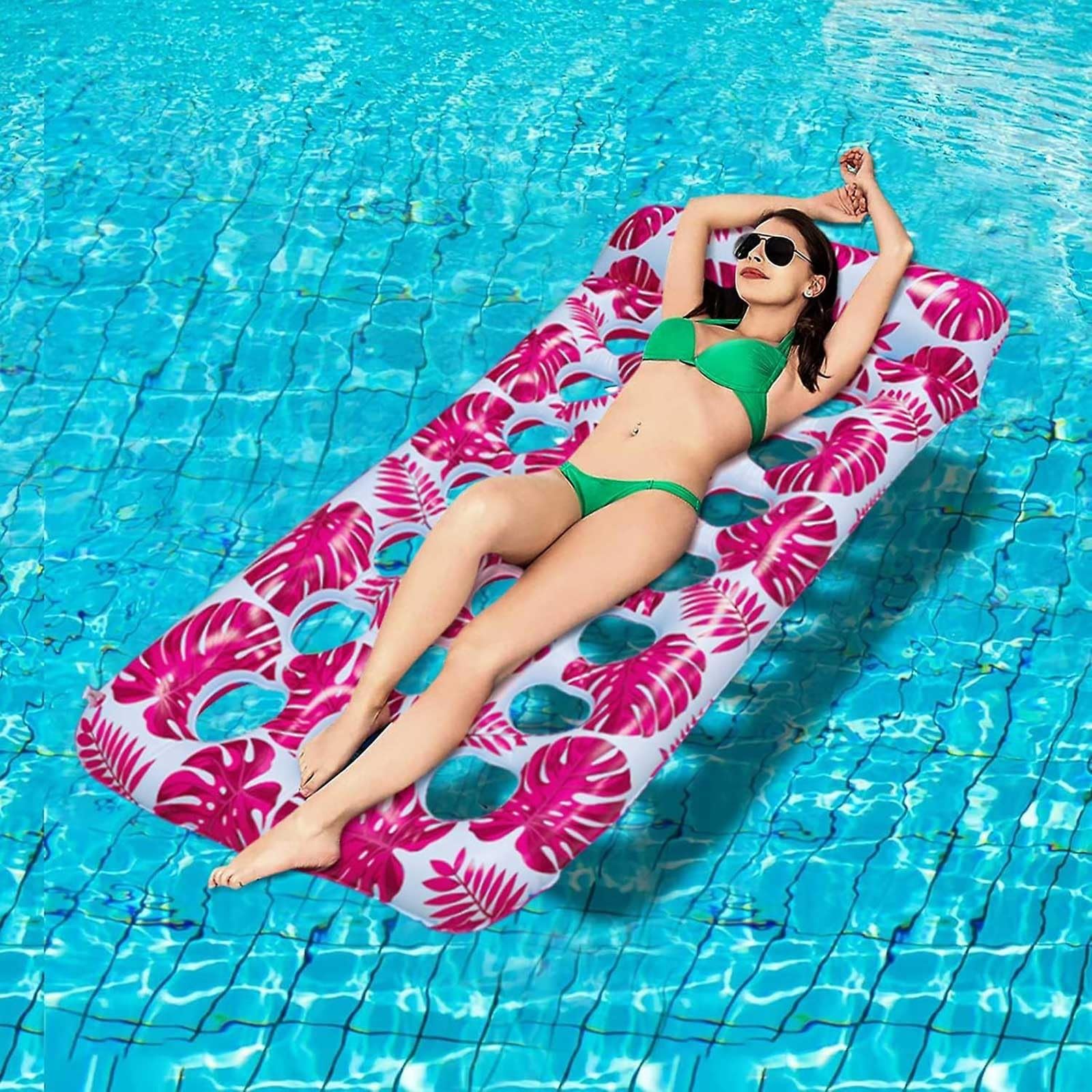 Hamacs de piscine gonflables pour adultes, chaise longue flottante 4 en 1 avec appuie-tête, hamac à eau en PVC, chaise flottante de piscine d'été, 165 × 83 cm