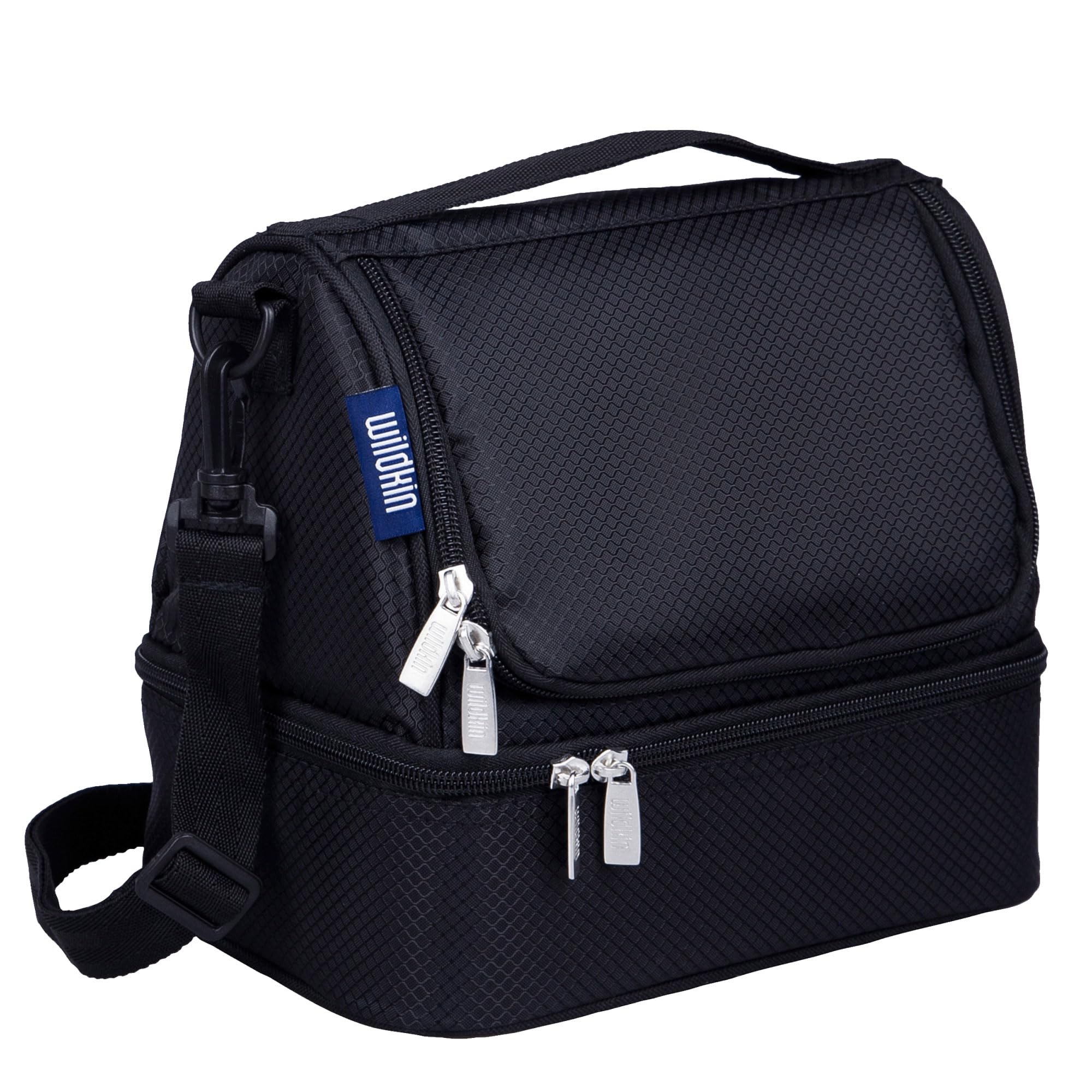 WildkinTwo Compartment Insulated Lunch Bag for Kids – School & Travel Ready - Rip-Stop Black