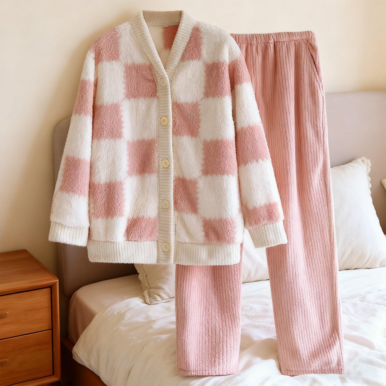 Pijamas Parejas A Juego Novios,Pijama De Franela CáLido Y Acogedor para Relajarse Y Dormir CóModamente En Casa.
