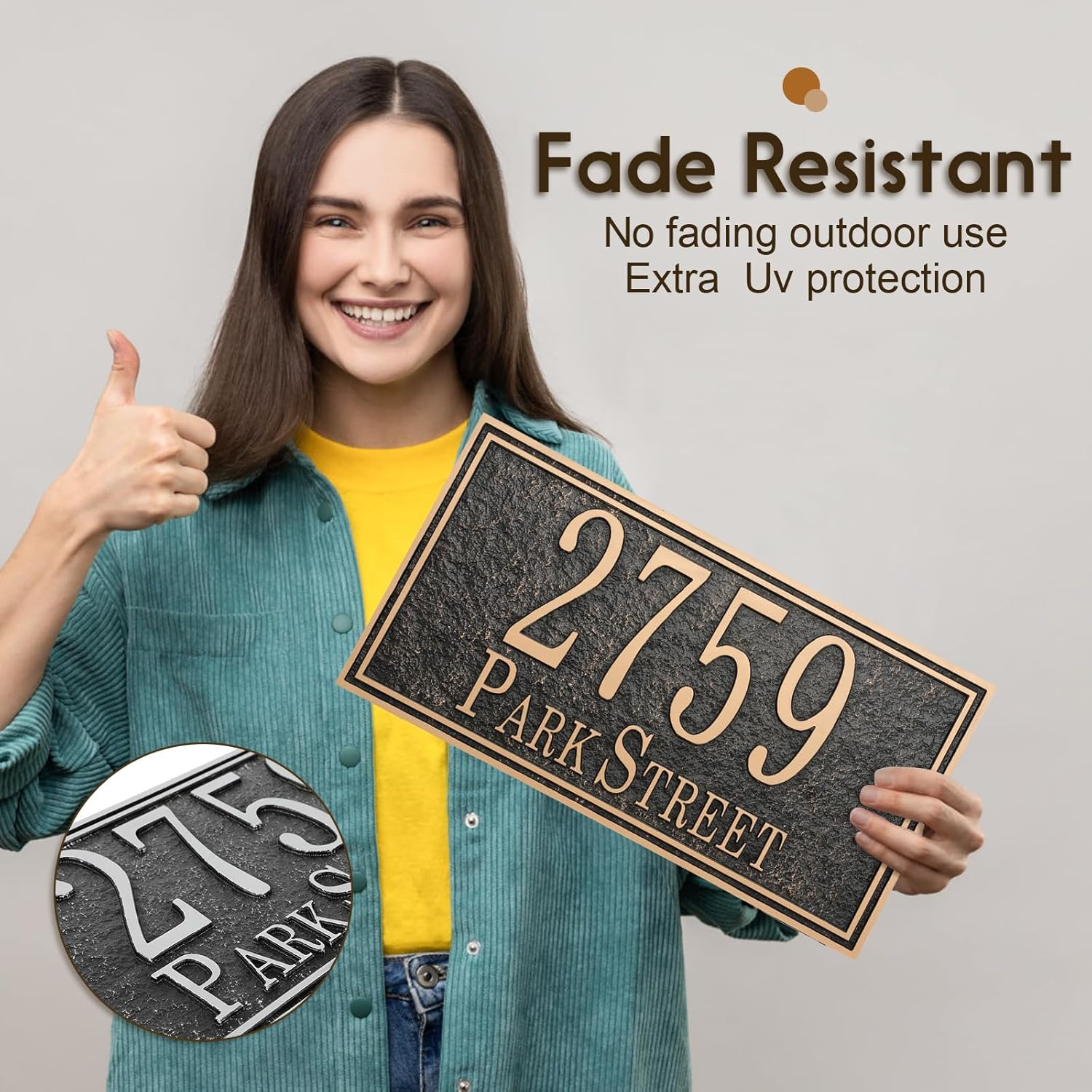 Personalized Address Plaque Sign Cast Metal - Custom House Number Plaque Sign,House Address Numbers for House Address Outside,Store,Yard,Garage,Apartment,Thick Rust-Free,Fade Resistant,Any Font (13''