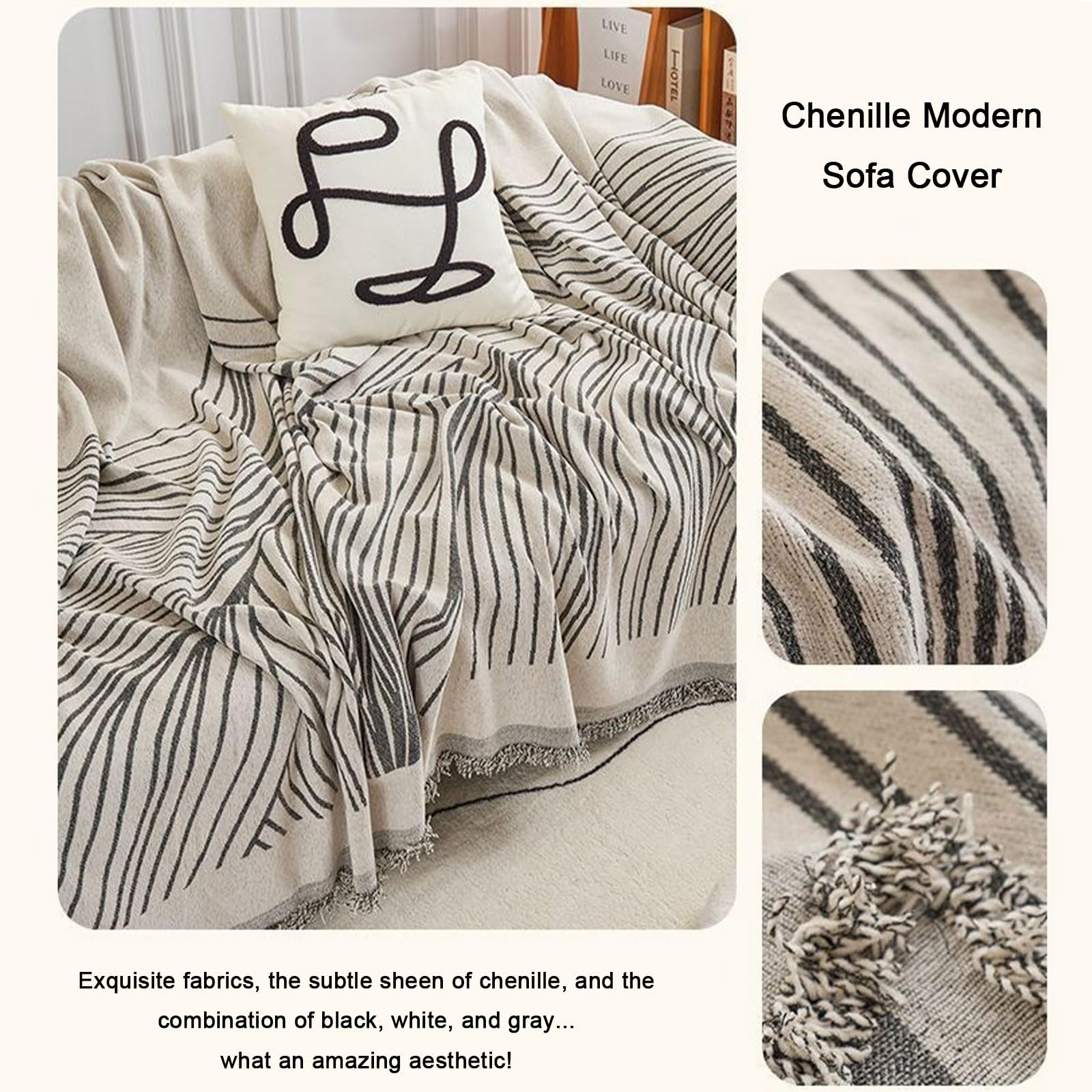 Serviette de Canapé Housse de Canapé 3 Places Plaid Canape de Protection pour Canape d'angle Lavable en Forme de L et U,Beige,71 * 102in/180 * 260cm