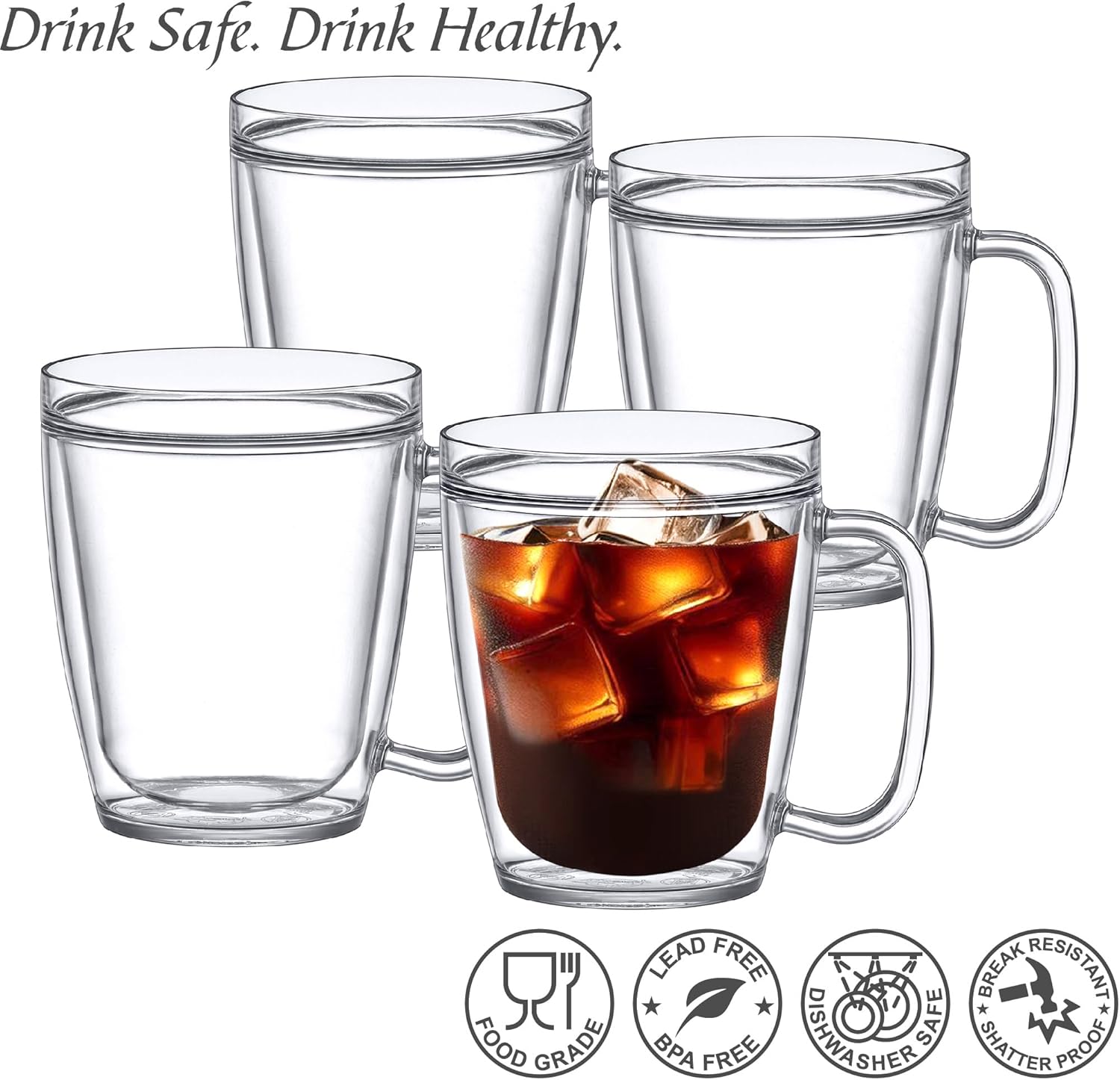 Amazing Abby - Yukon - 14-Ounce Insulated Tumblers (Set of 4), Double-Wall Reusable Cups, BPA-Free, Shatter-Proof, Dishwasher-Safe - Image 3