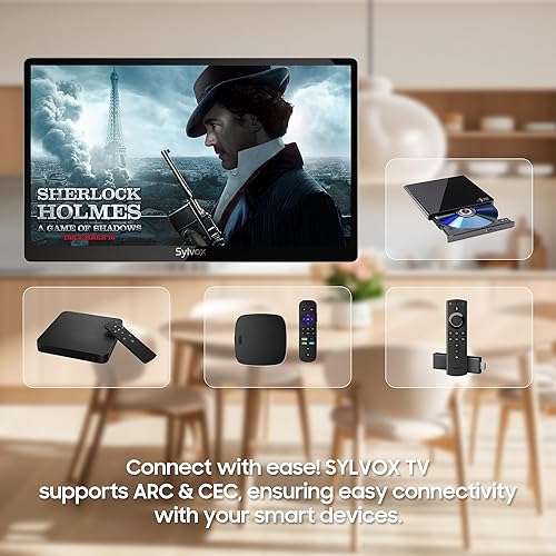 Miniatura 6 de SYLVOX TV abatible de 15.6 pulgadas para debajo del gabinete, televisor pequeño de 12 voltios con rotación de 90 grados, reducción de ruido digital