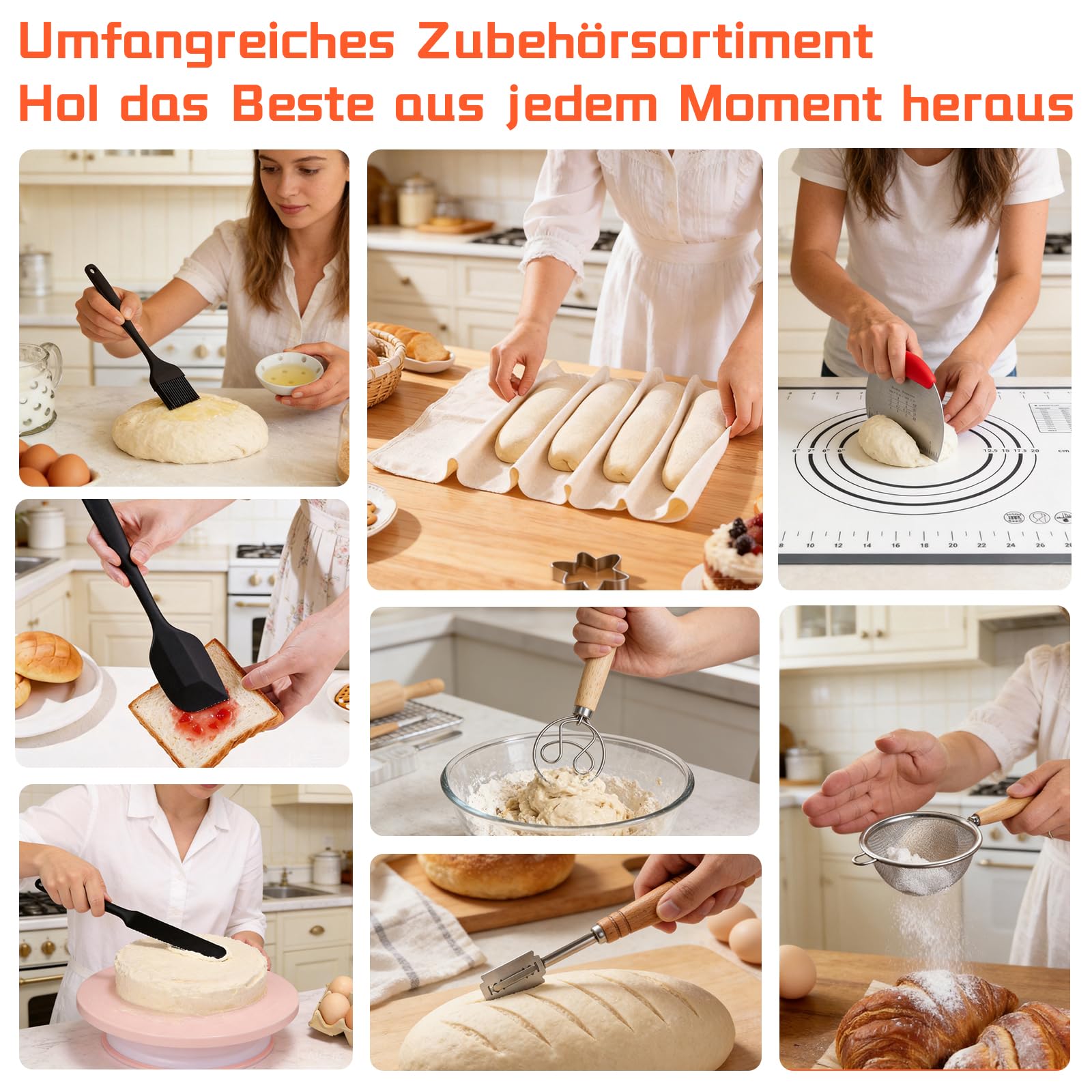 LINMAGCO Emaillierte Brotbackform aus Gusseisen, Brotbackform mit Deckel inkl, zwei runde Backfächer, Dutch Oven mit Deckel, Ofenfeste Handwerker Brotbackform, Gusseisen(Rosa)