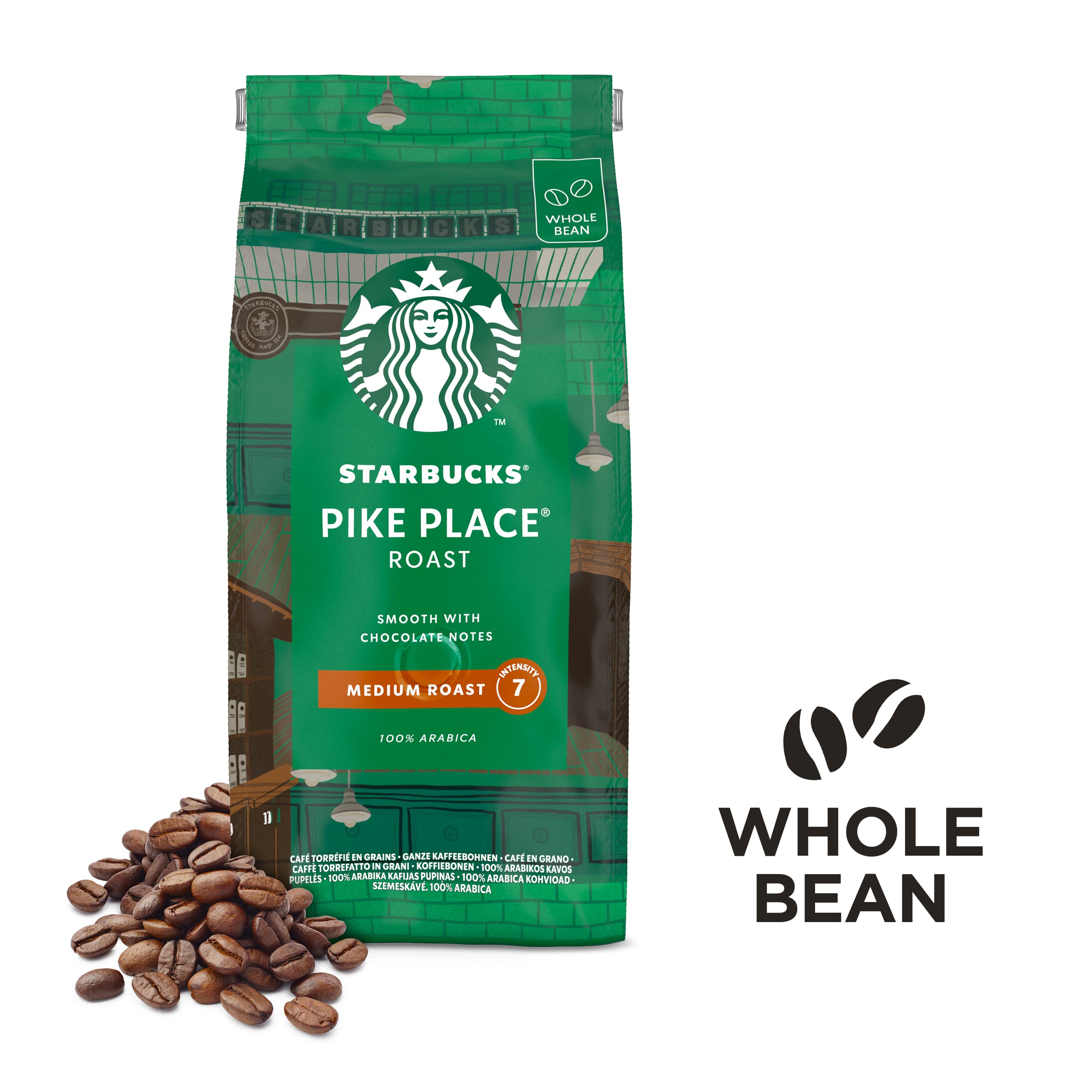 STARBUCKS Pike Place Roast Café De Grano Entero De Tostado Medio, 450g (Paquete de 4)