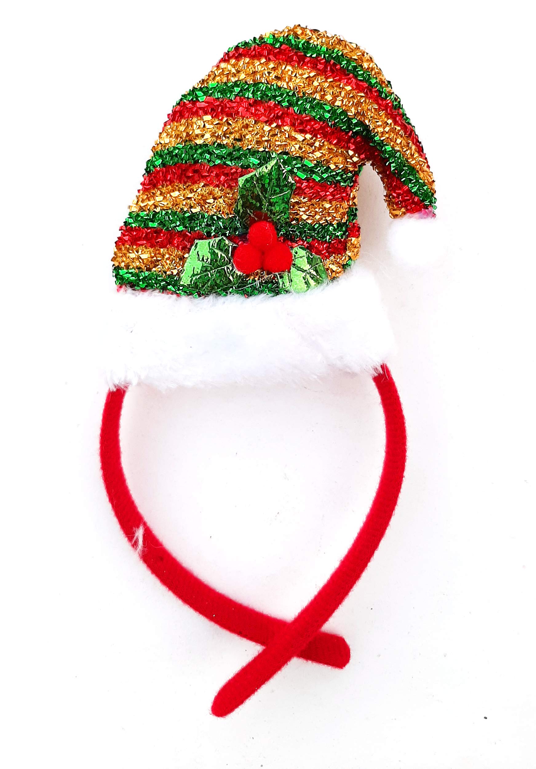 Urvi Creations 1 Pcs Red Green Santa Cap Shape Christmas Hairband for Christmas Xmas Funny Party for Children or Adult and Girls