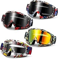Vista 9 de Tallew 4 pares de gafas de motocross para motocicleta, motocross, carreras, ATV, para hombres y mujeres, deportes de potencia y esquí