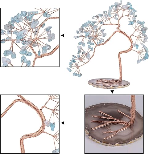 Miniatura 8 de rockcloud Árbol de dinero de cristal de piedras mixtas con base de ágata, árbol bonsái de Feng Shui de la suerte para decoración del hogar de la
