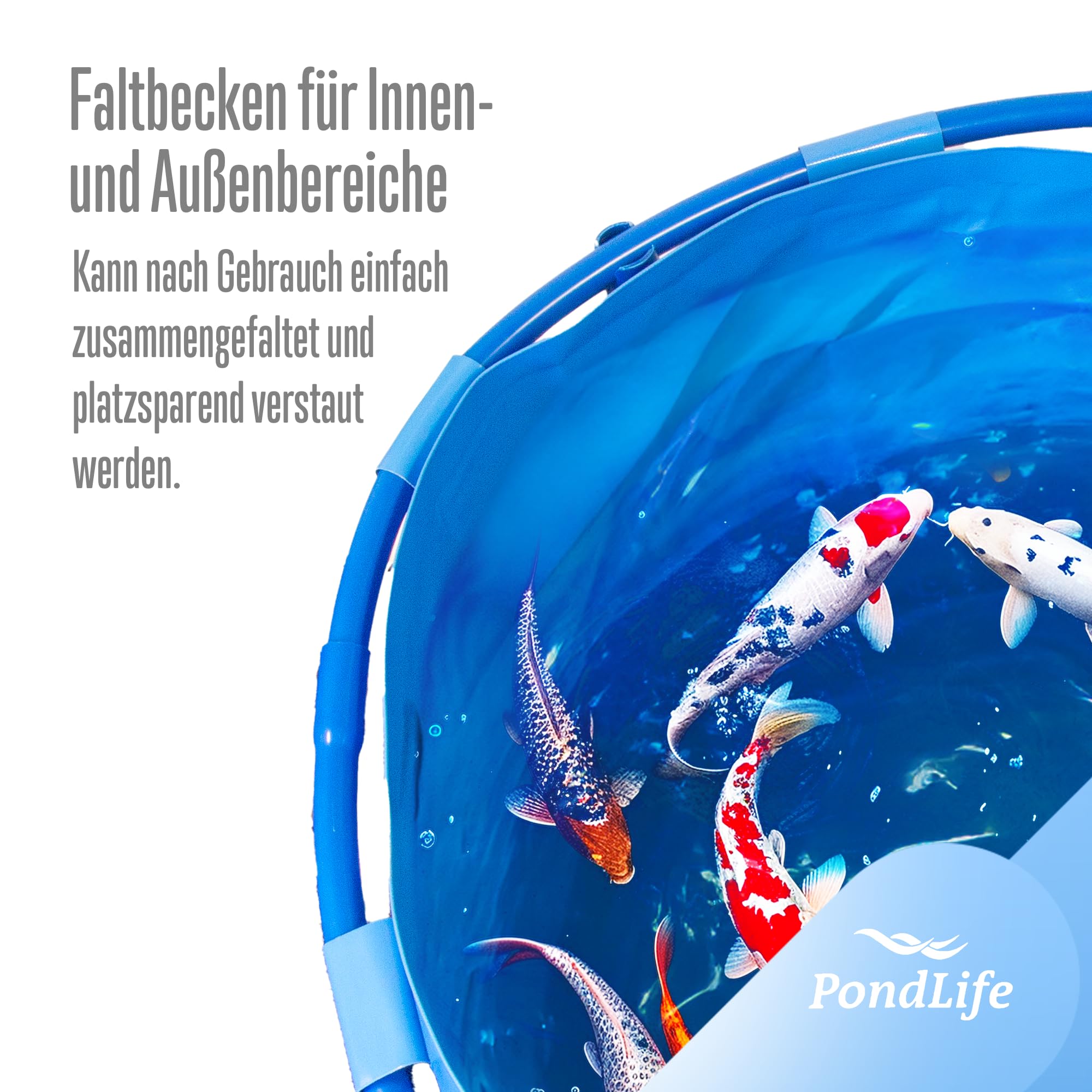 Pondlife Faltbecken für Koi und Teichfische Ø 180cm x Höhe 80cm 2000 Liter PVC UV-beständig