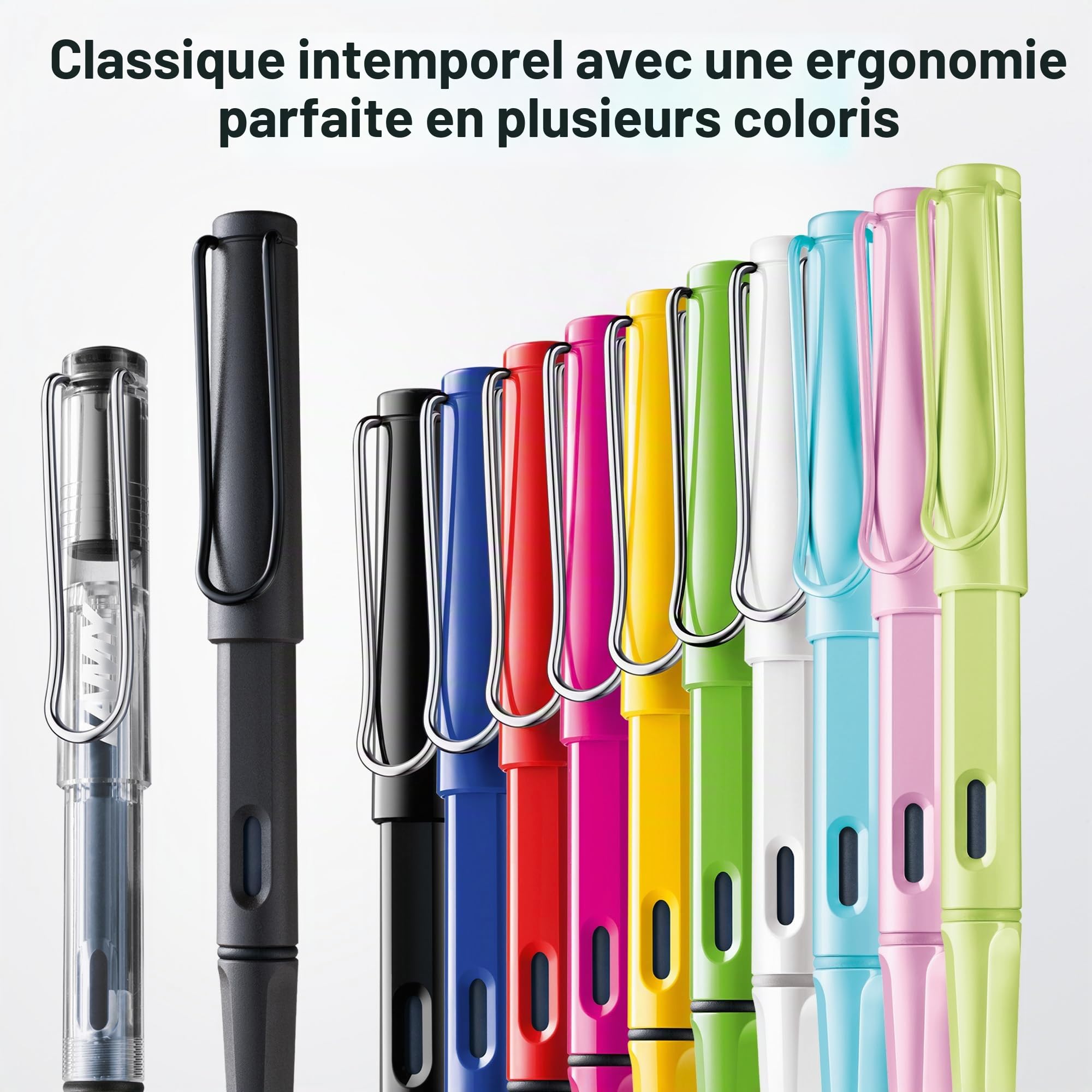 Lamy safari scarlet - Stylo roller avec grip ergonomique et largeur de trait M - pour une écriture longue et agréable - en plastique robuste ASA - avec recharge roller M 63 en noir