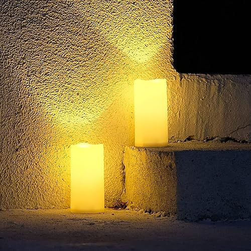 Miniatura 3 de Velas de luz LED de pilas, sin llama, de 4 x 6 pulgadas, para exteriores, impermeable IP44, luz blanca cálida, con control remoto y temporizador, de