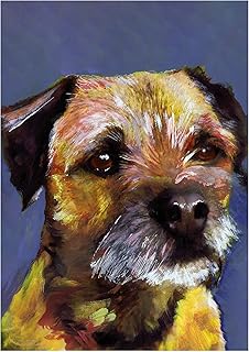 Border Terrier Art Print Abstract Decor, Dog Lover Gift for Her Him, Expressive Funny Dog Owner Picture Choice of size 8x10, A4 A3 Wall Art Decor Signed by Oscar Jetson. (a3) (a3)