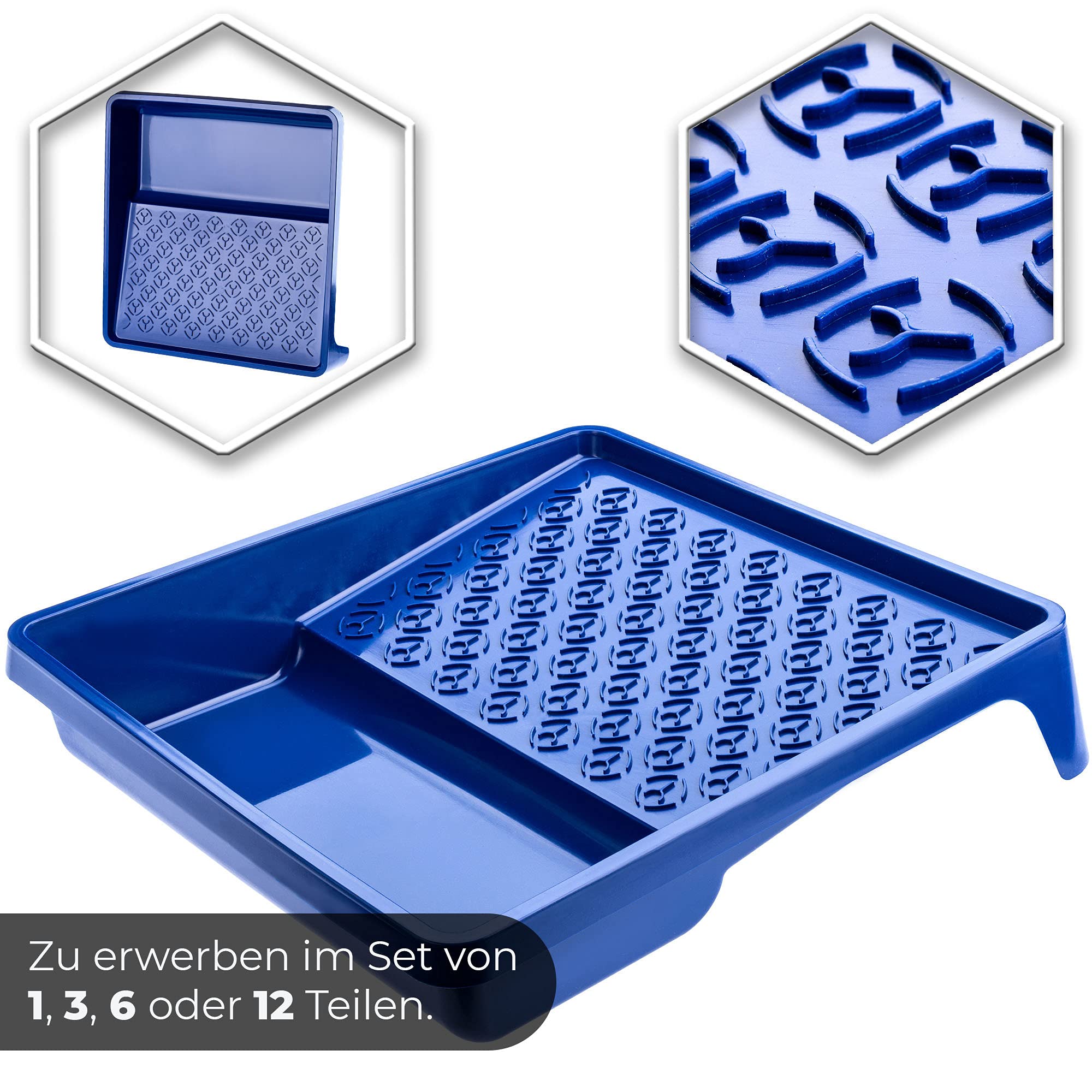 KADAX Verfbakje, kunststof verfschaal, schilder lakschaal voor muurverf, verfbak met klein handvat, schilderaccessoires, lakbak, schilderbenodigdheden, verfschaal (1, blauw
