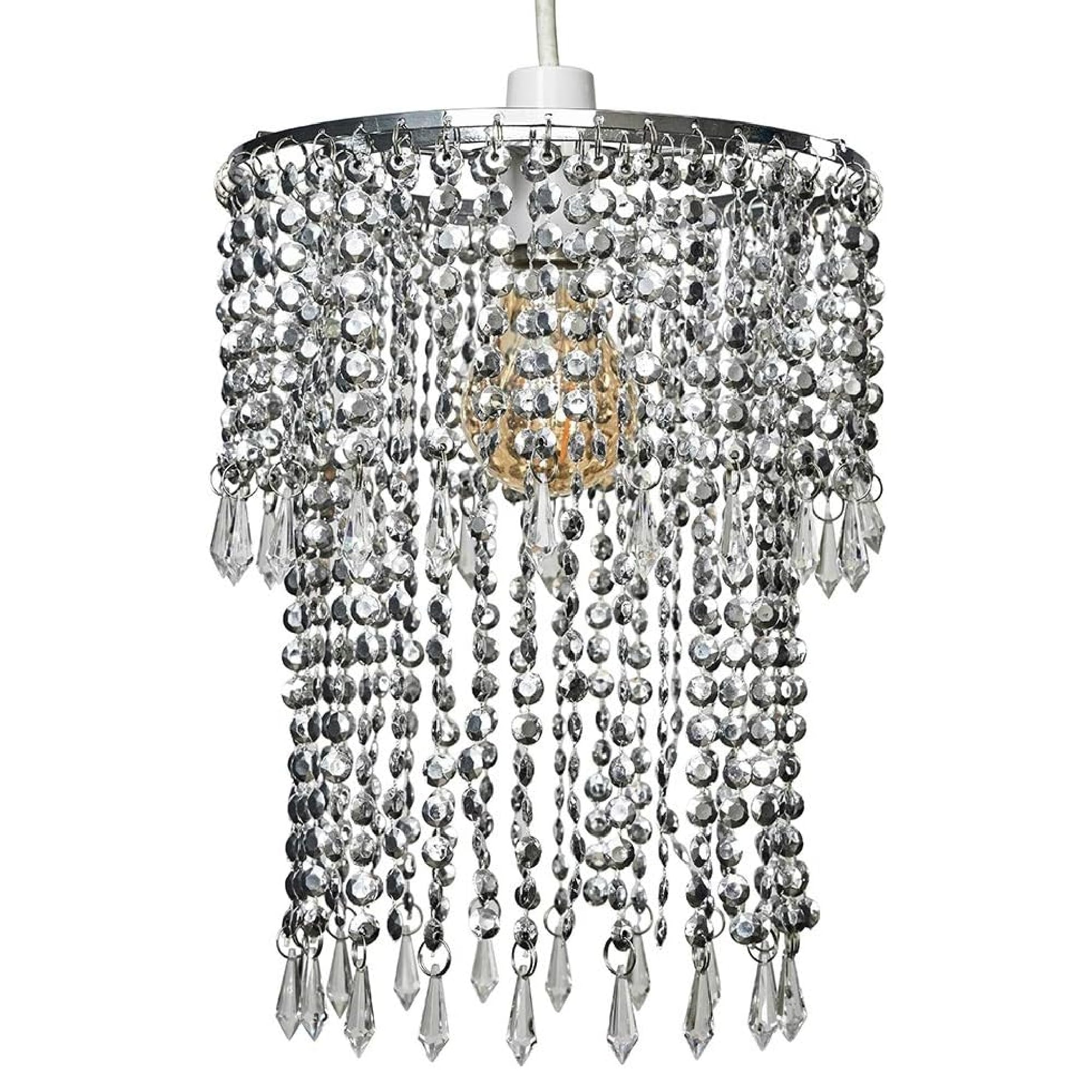 Valuelights Unisex Silver Chrome Bead Ceiling Pendant Droplets Shade