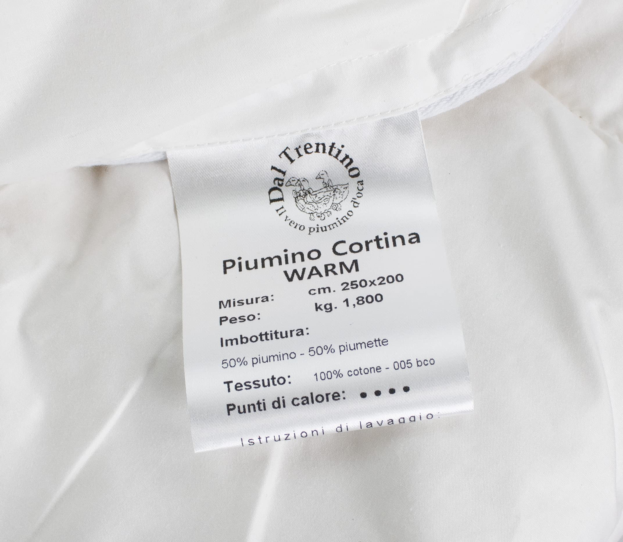 Tata Home Piumino d’Oca Trentino 100% Piuma D'Oca Naturale Caldo e Soffice Piumone Invernale Imbottitura 360 gr/mq Letto Matrimoniale 2 piazze per Sacco 250x200 cm