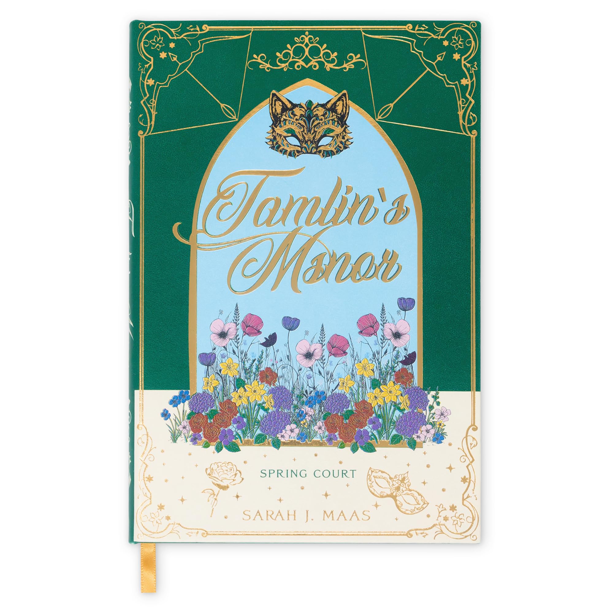 Sarah J. Maas A Court of Thorns and Roses Series 9" x 6" Faux Leather Journal, Officially Licensed Leatherette Notebooks with Gold Accents, Gilded Edges, and Ribbon Bookmark (Spring Court)
