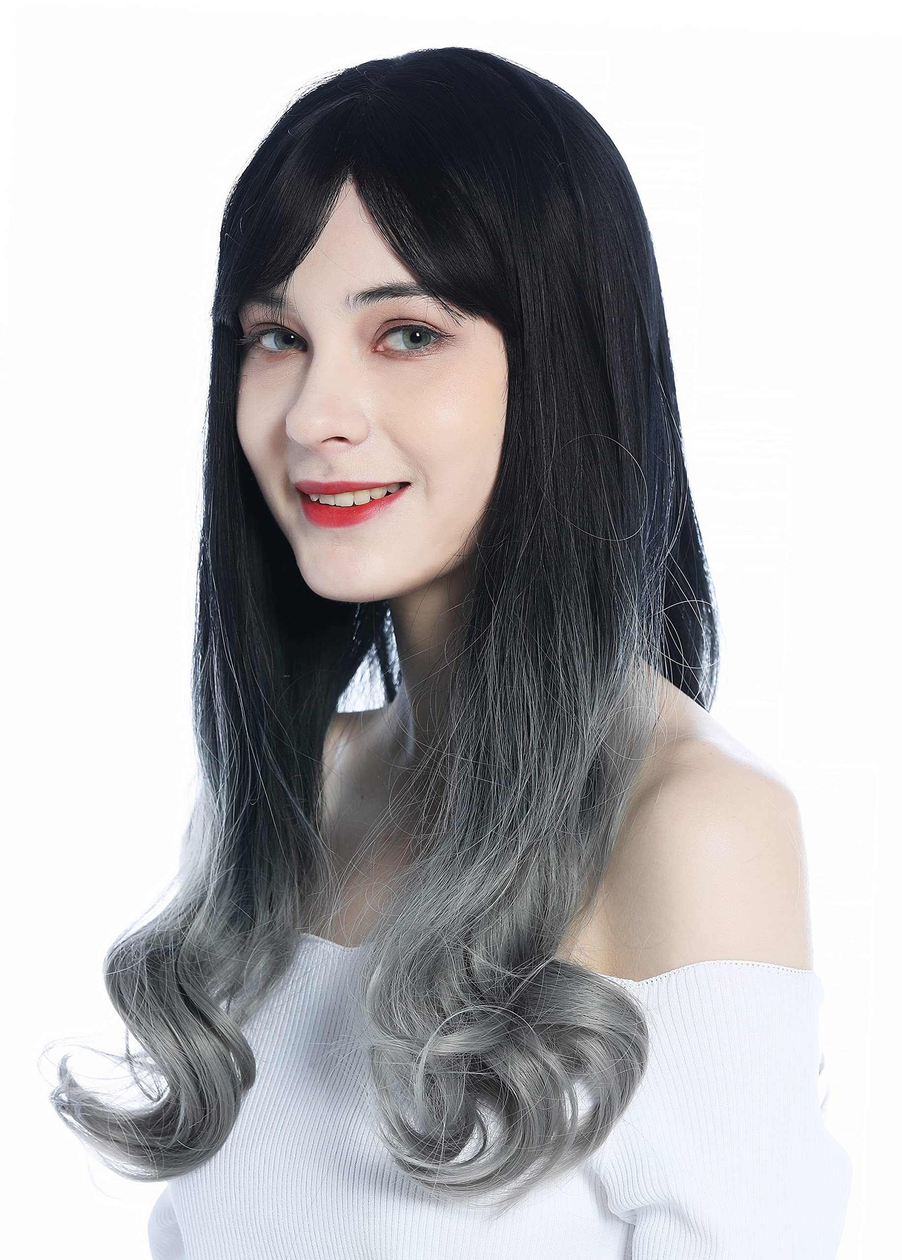 WIG ME UP - 1574-R89A Women's Wig long sleek smooth but wavy tips ombre dark brown to grey, ombre dark brown grey (R89A) - Image 2