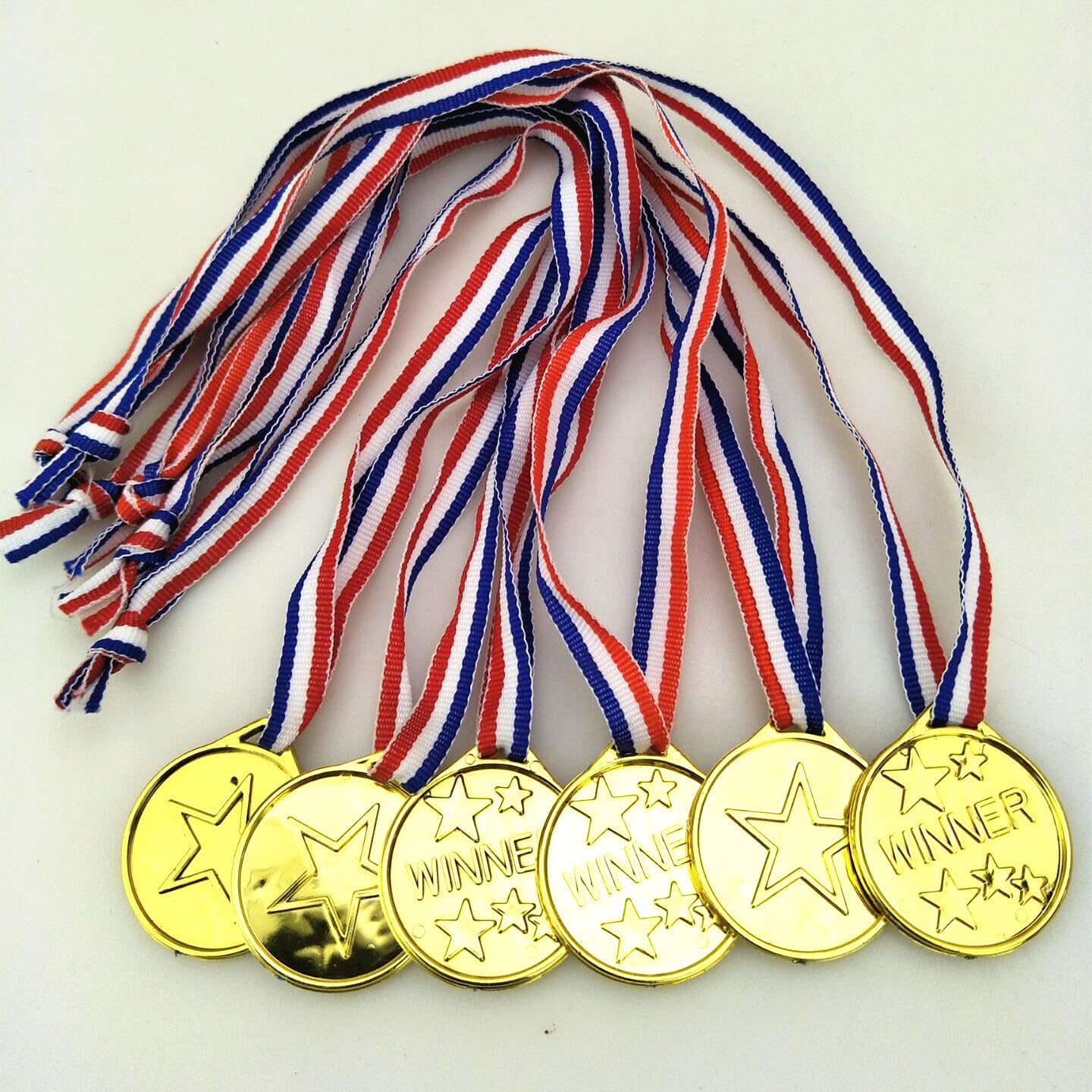 20pcs Gold Award Medal Hanging Tag Plastic Ribbon Decoration
