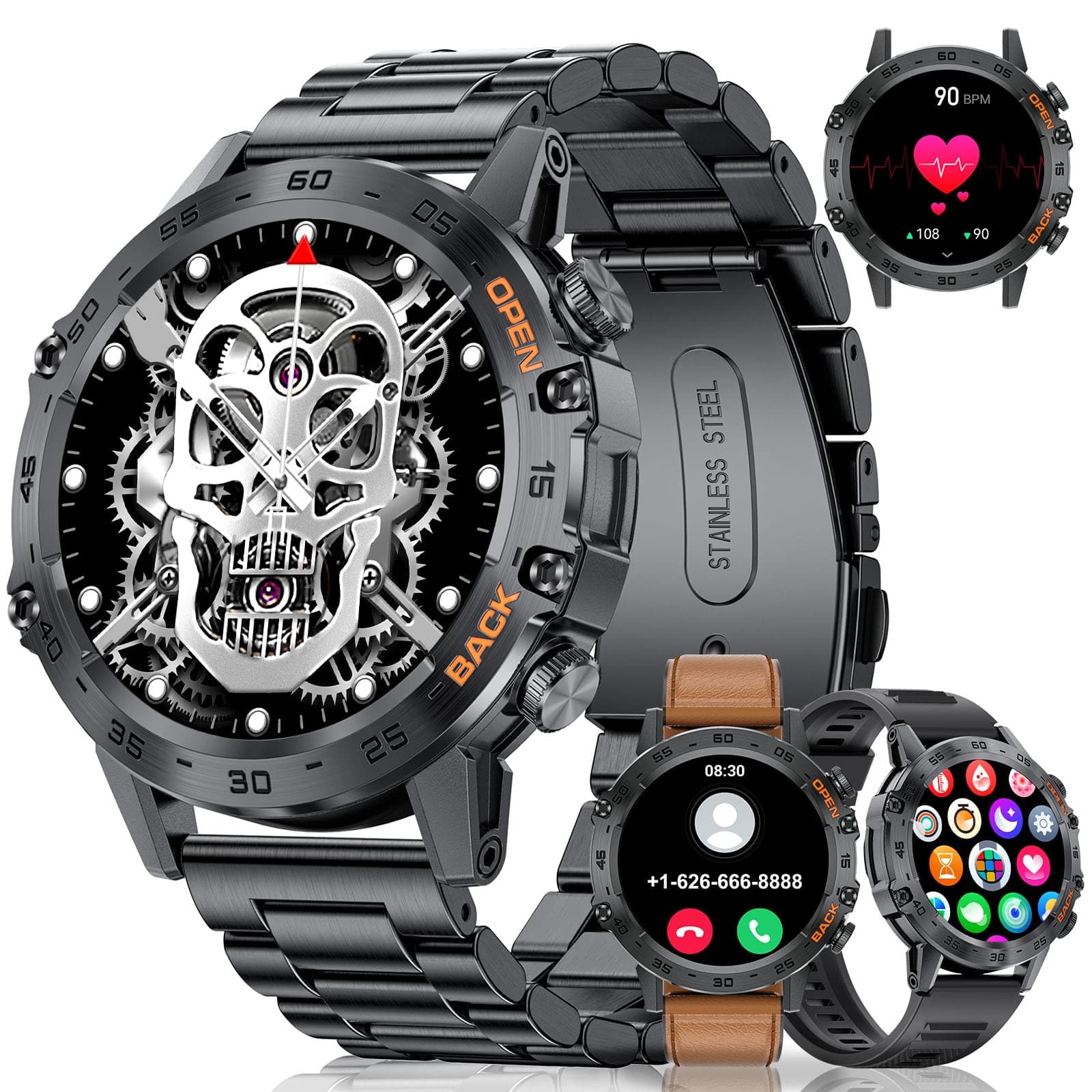 SUNKTA Smart Watch for Men(Answer/Dial Calls),100 Sports Modes, Fitness Watch with Blood Pressure/Heart Rate/SpO2,1.39''HD Touchscreen for Android/iOS Military Smart Watch 5ATM Waterproof Black