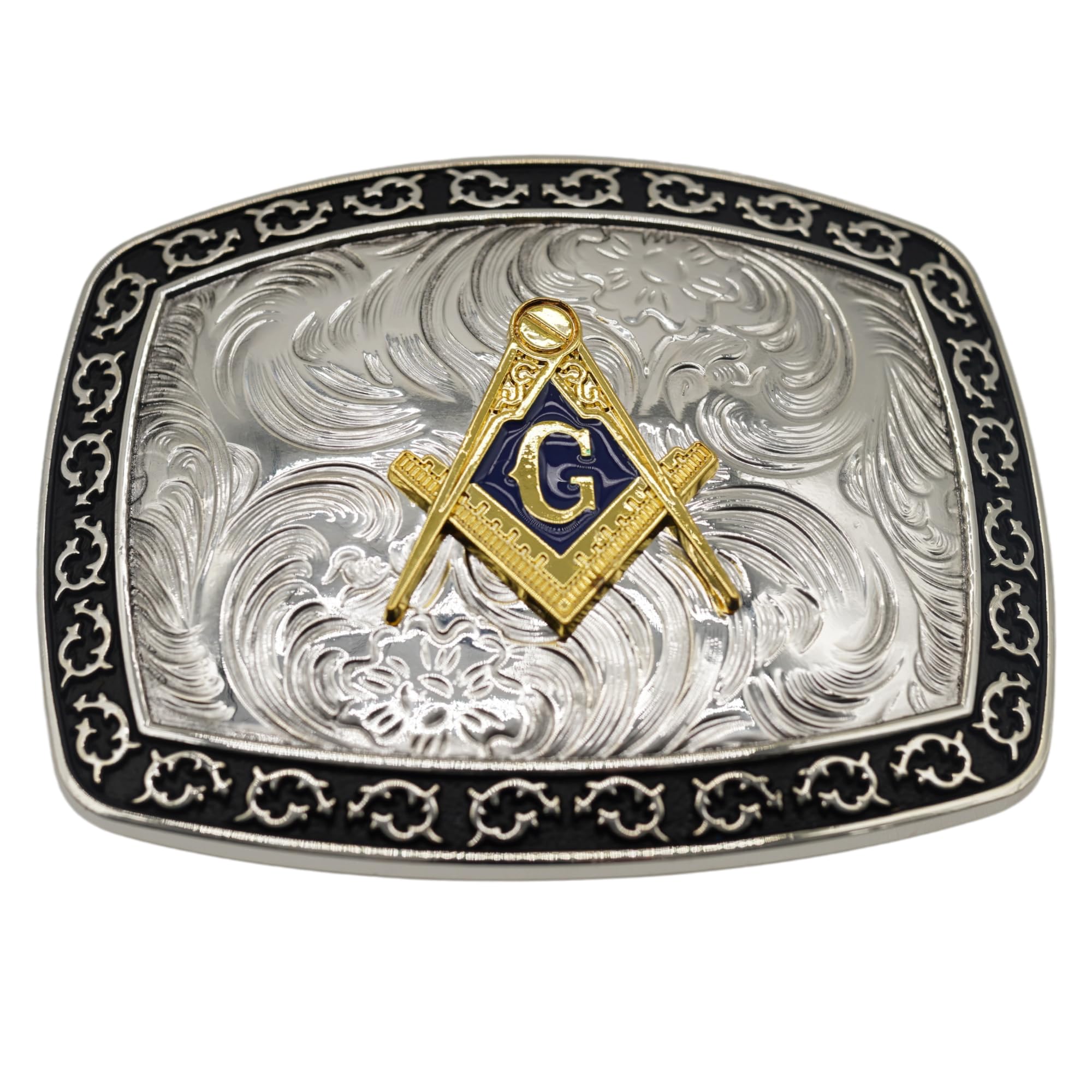 WMG Masonic Mason Symbol Logo Large Huge Rodeo Western Gold Tone Belt Buckle