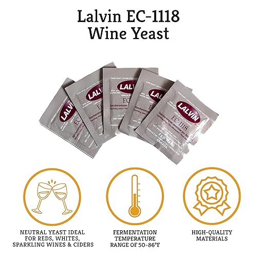 Miniatura 2 de Craft A Brew - Levadura de vino Lalvin EC-1118 - Levadura de vino seca neutra - Para tintos, blancos y vinos espumosos, sidras duras y seltzers -
