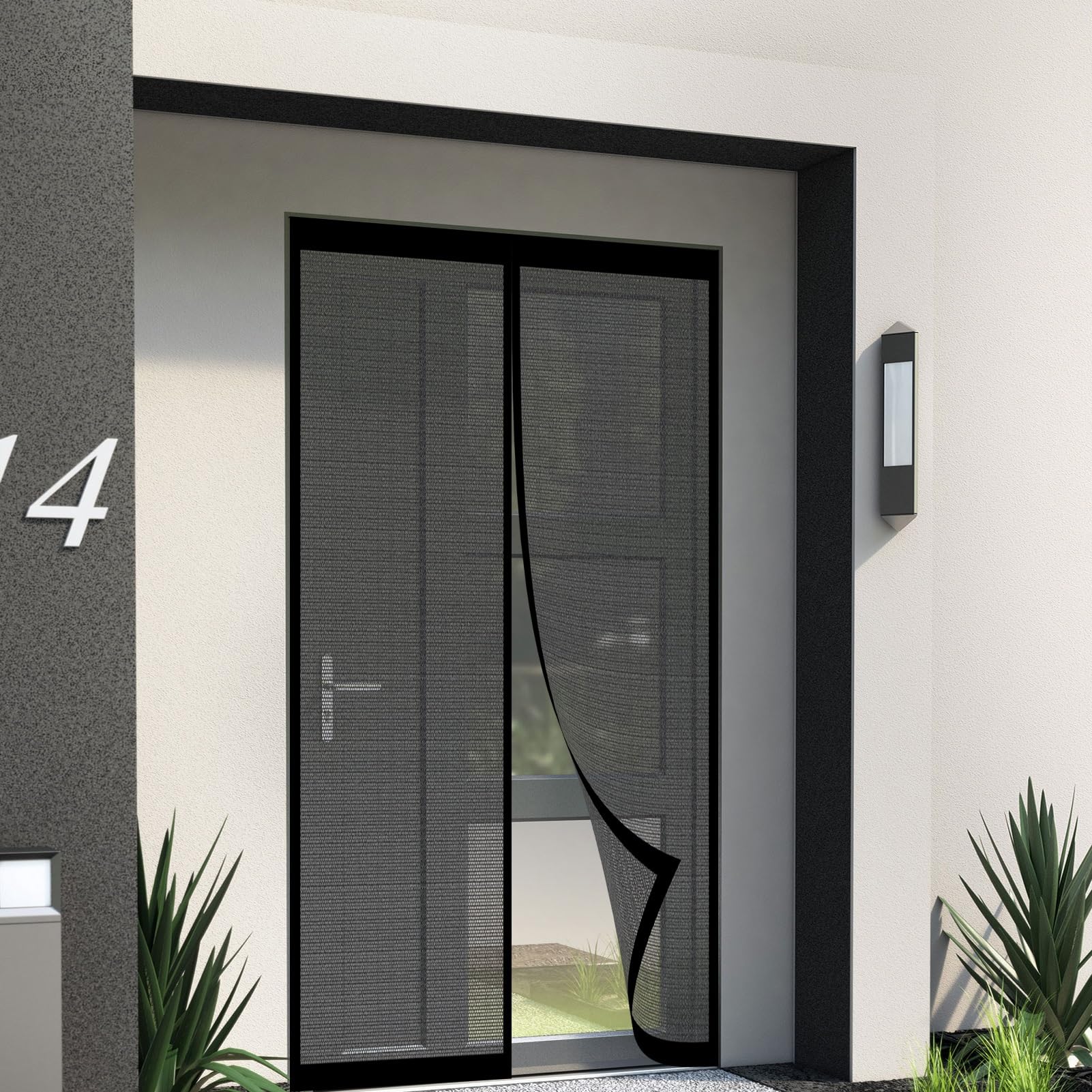 Bcxduomi Black Fly Nets For Doors 106 X 195 Cm Keeping Out Flies & Bug, Keep Fresh Air In Fly Screen Door Kid And Pet Friendly For Balcony/Children's Room,